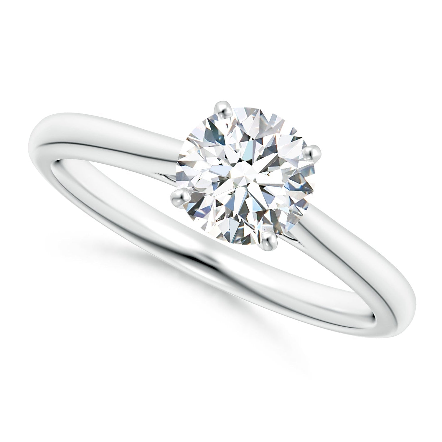 Solitaire Round Diamond Tapered Cathedral Engagement Ring