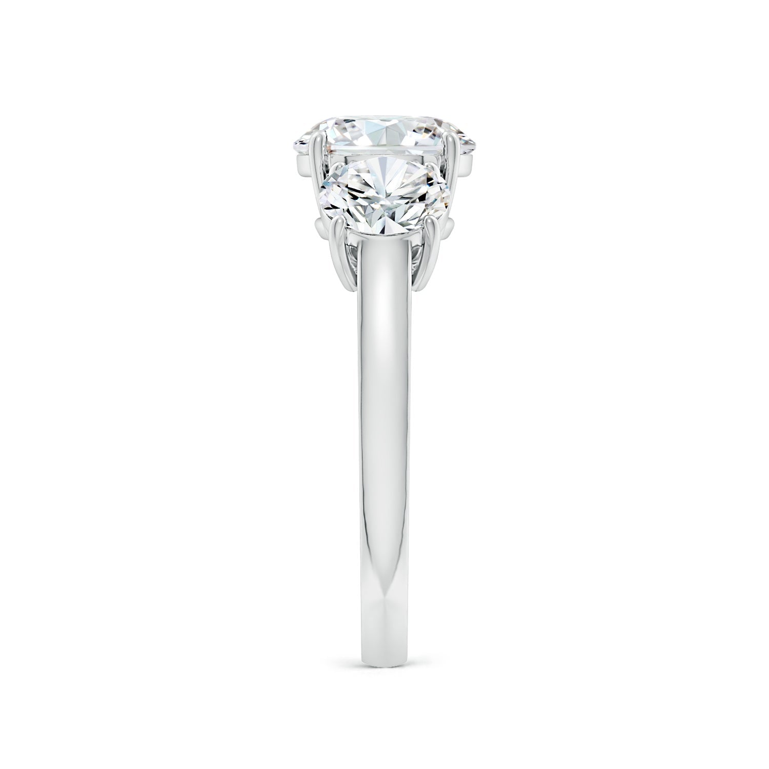 Round Diamond Three Stone Classic Engagement Ring, Lab-Grown