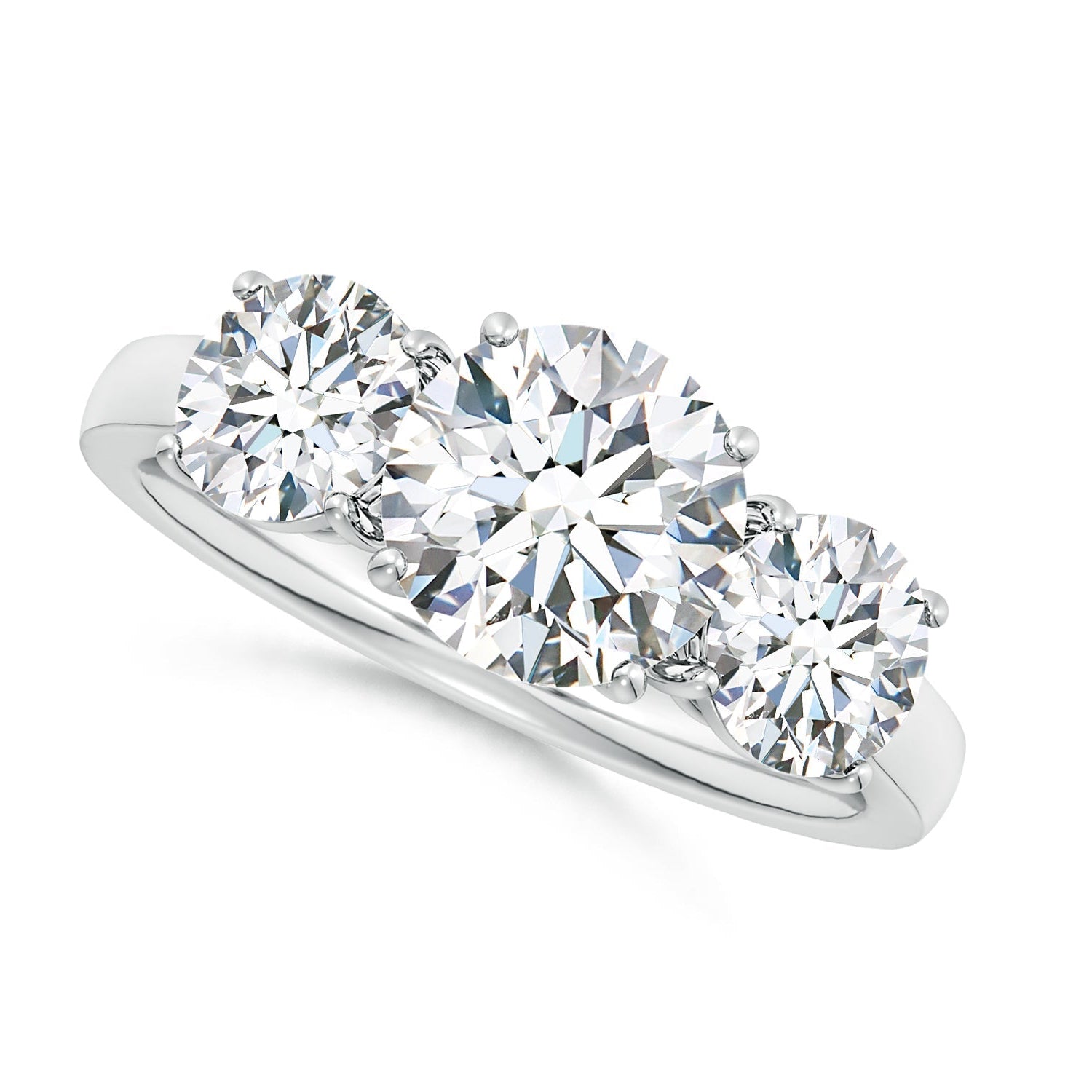 Round Diamond Three Stone Classic Engagement Ring