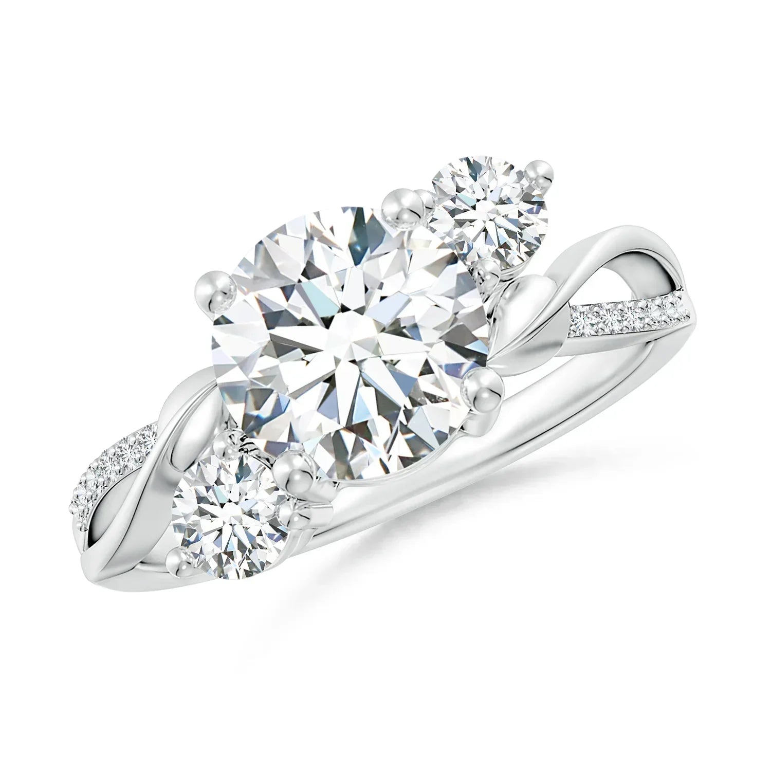 Lab-Grown Three Stone Diamond Twisted Vine Ring
