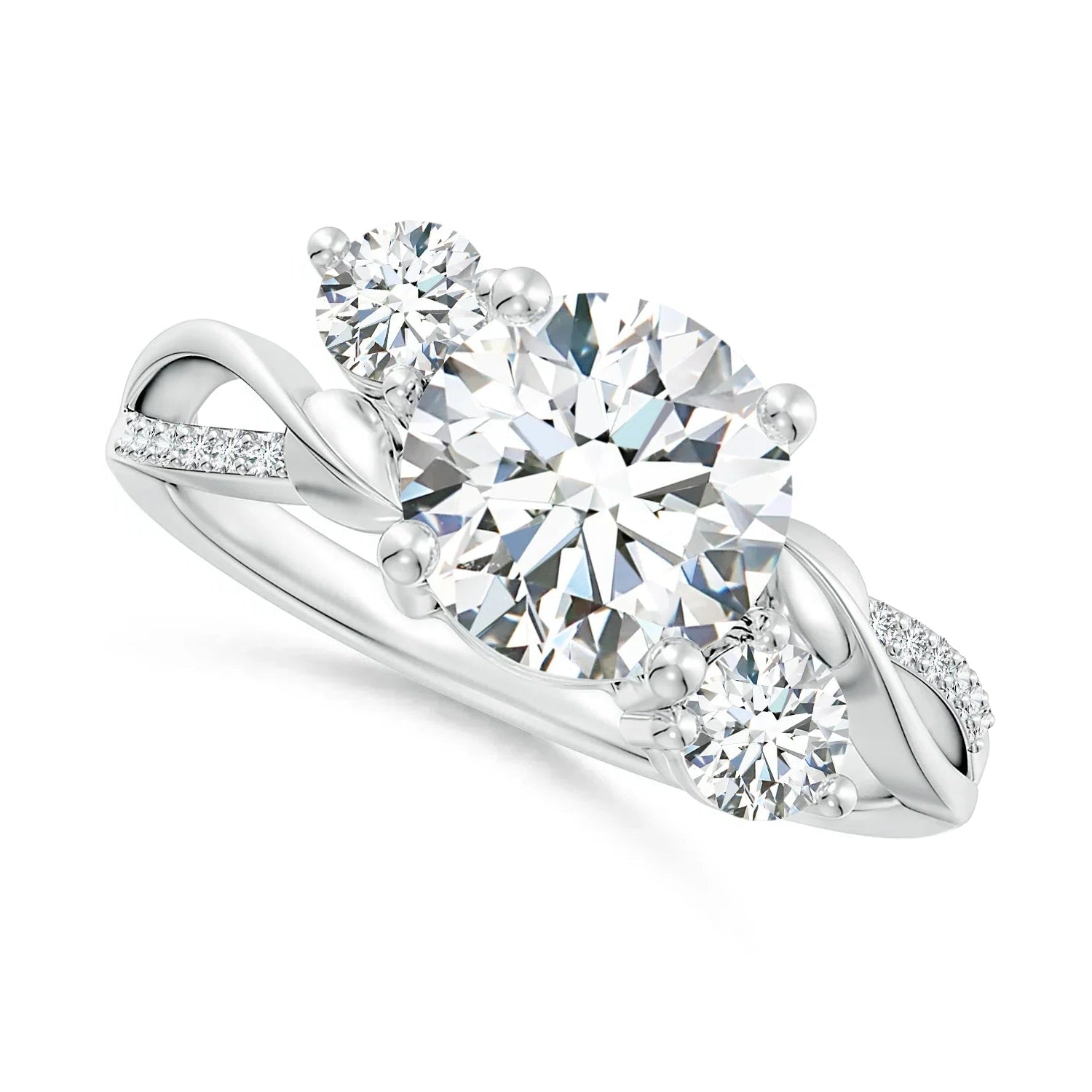Lab-Grown Three Stone Diamond Twisted Vine Engagement Ring