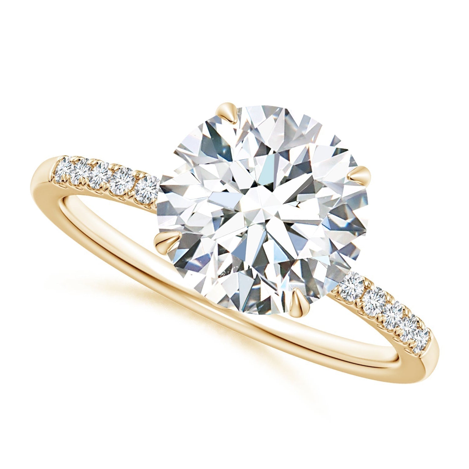 Round Diamond Hidden Halo Engagement Ring, Lab-Grown