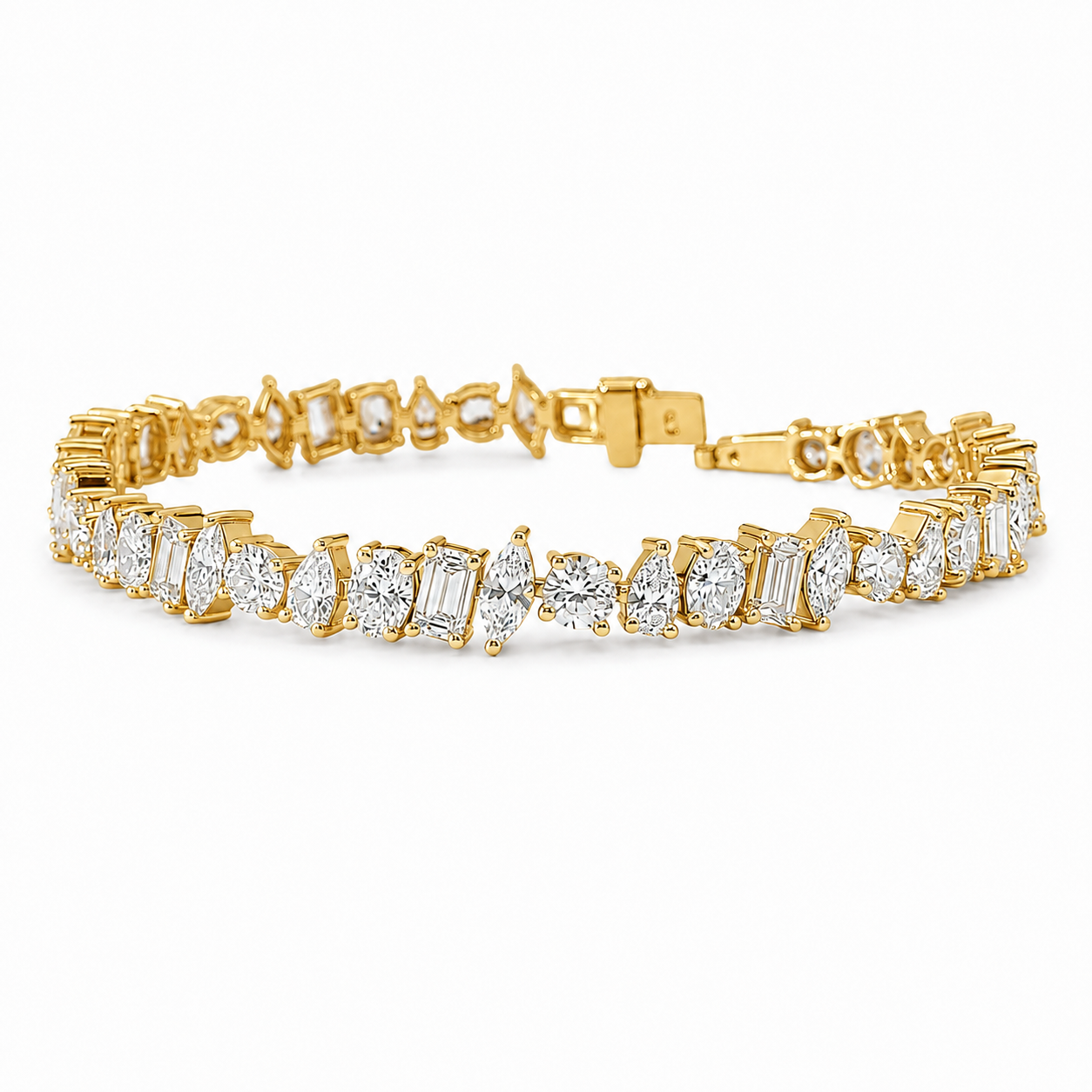 Multi-Shape Diamond Tennis Bracelet, 11 ct. & 15 ct., 14K White Gold, Lab Grown