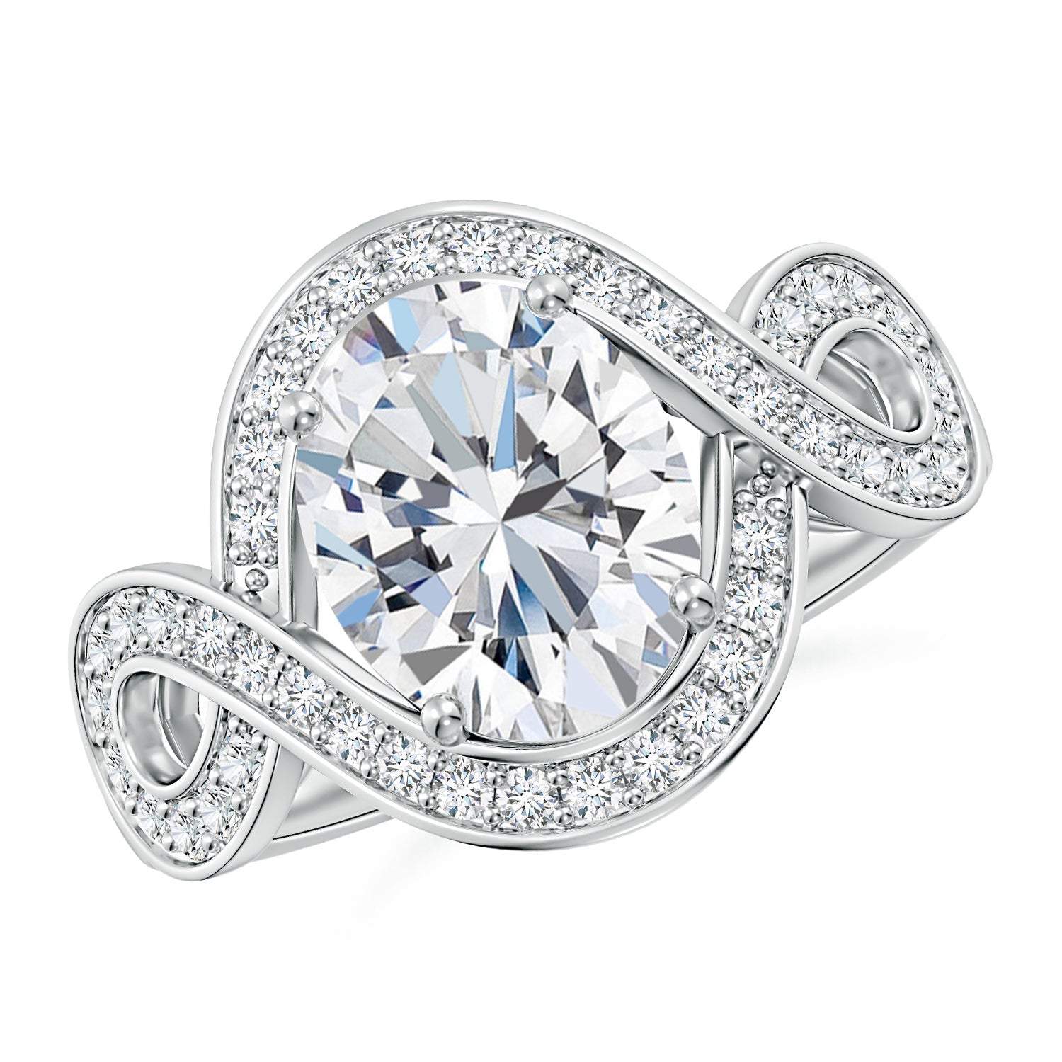 Oval Lab-Grown Diamond Infinity Engagement Ring with Accents