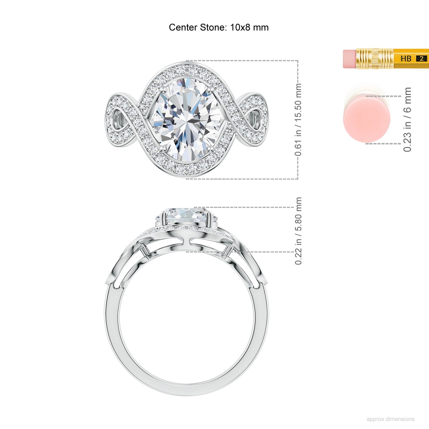 Oval Lab-Grown Diamond Infinity Engagement Ring with Accents