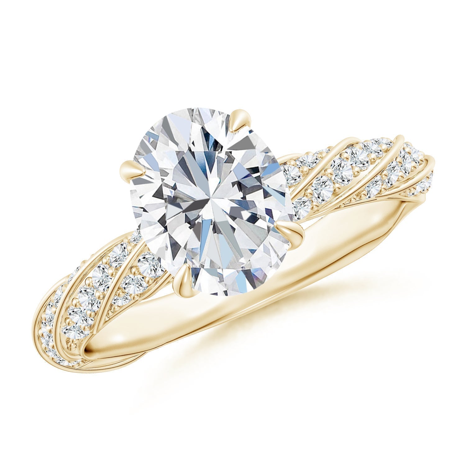 Oval Diamond Twisted Rope Shank Engagement Ring, Lab-Grown