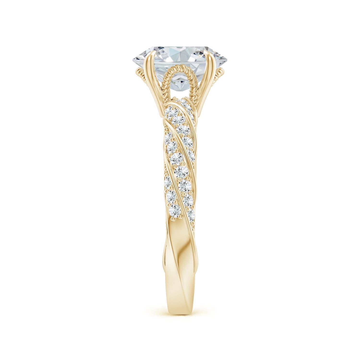 Oval Diamond Twisted Rope Shank Engagement Ring, Lab-Grown