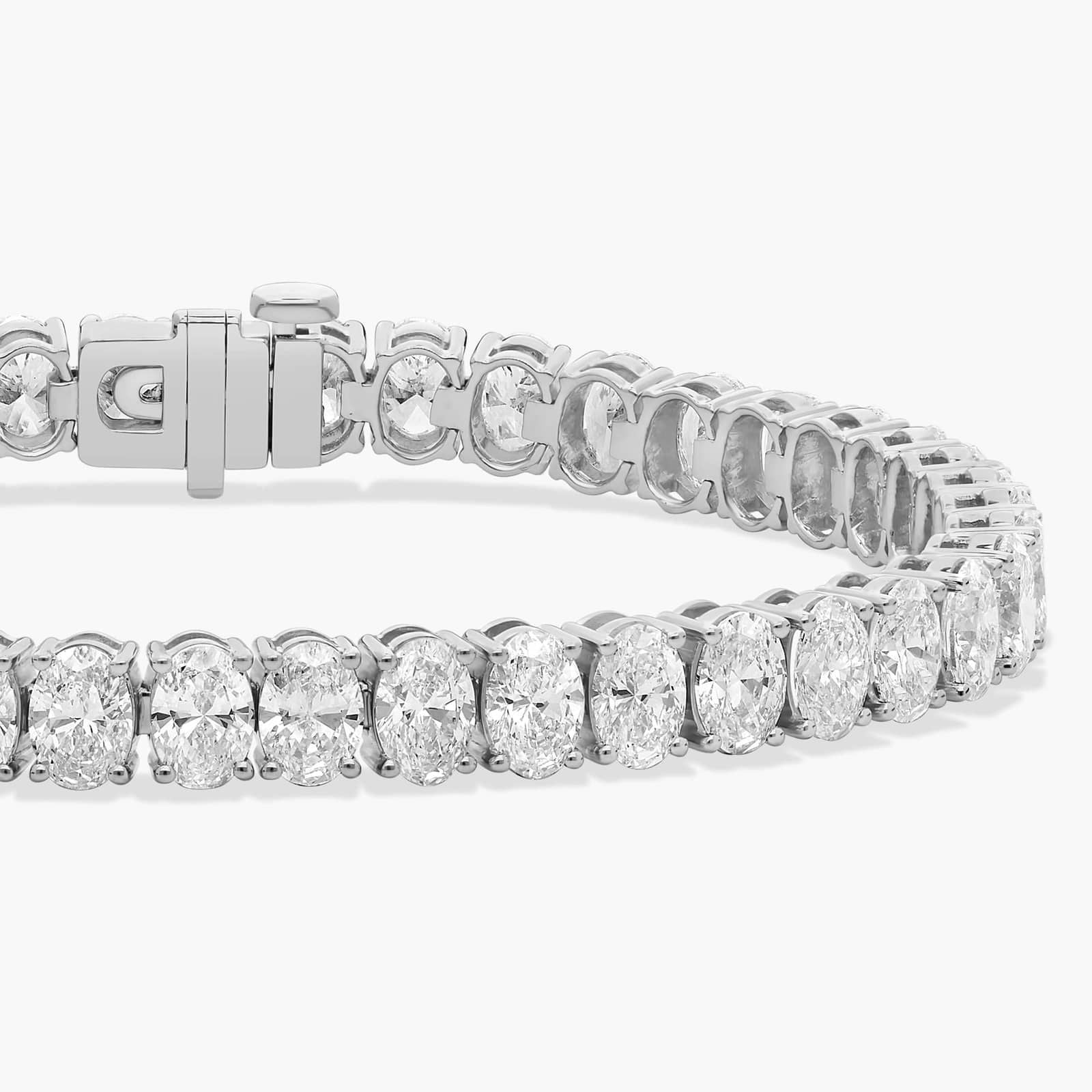Oval Diamond Tennis Bracelet, 14K White Gold, Lab Grown