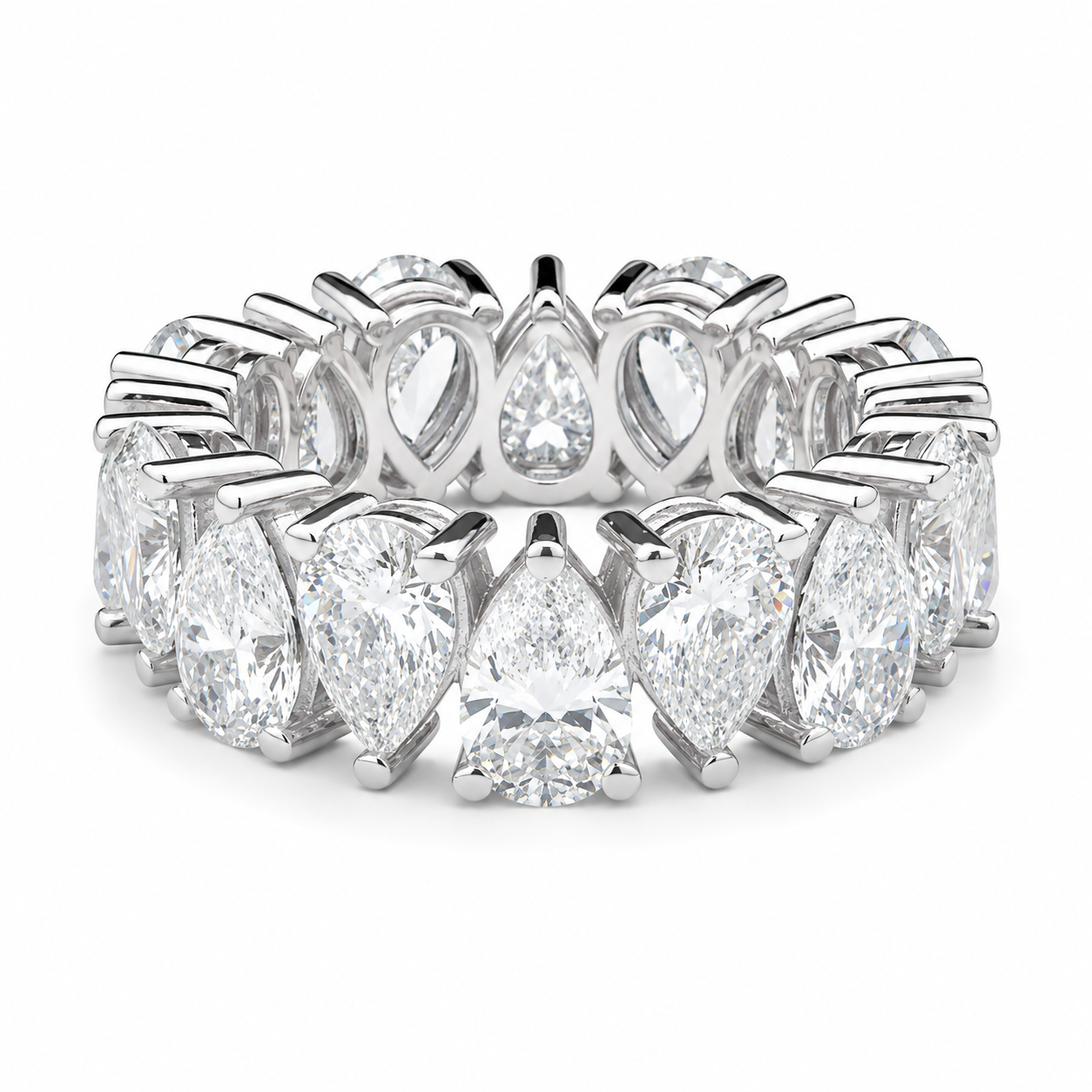 Deastra Pear Diamond Eternity Band, 7.58 ct., 14K White Gold, Lab Grown
