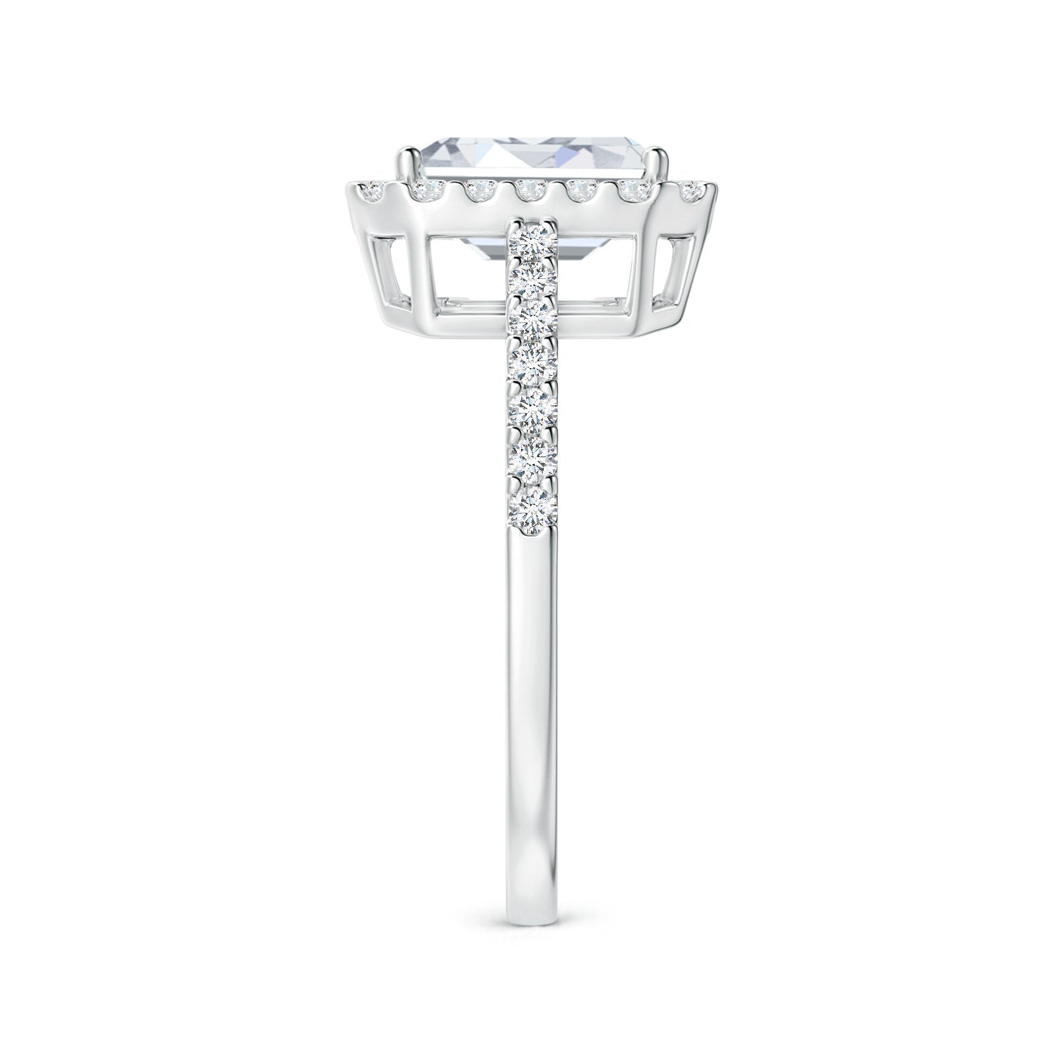 Emerald-Cut Lab-Grown Diamond Halo Engagement Ring, Prong-Set