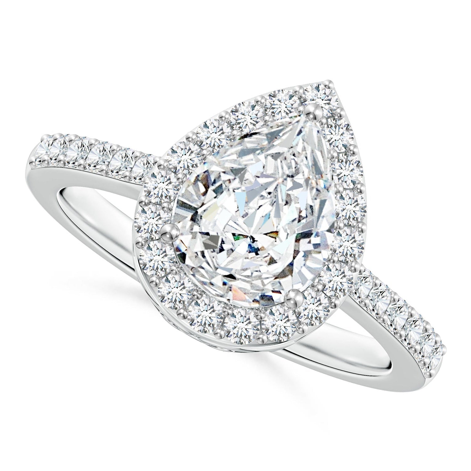 Pear Lab-Grown Diamond Engagement Ring with Halo