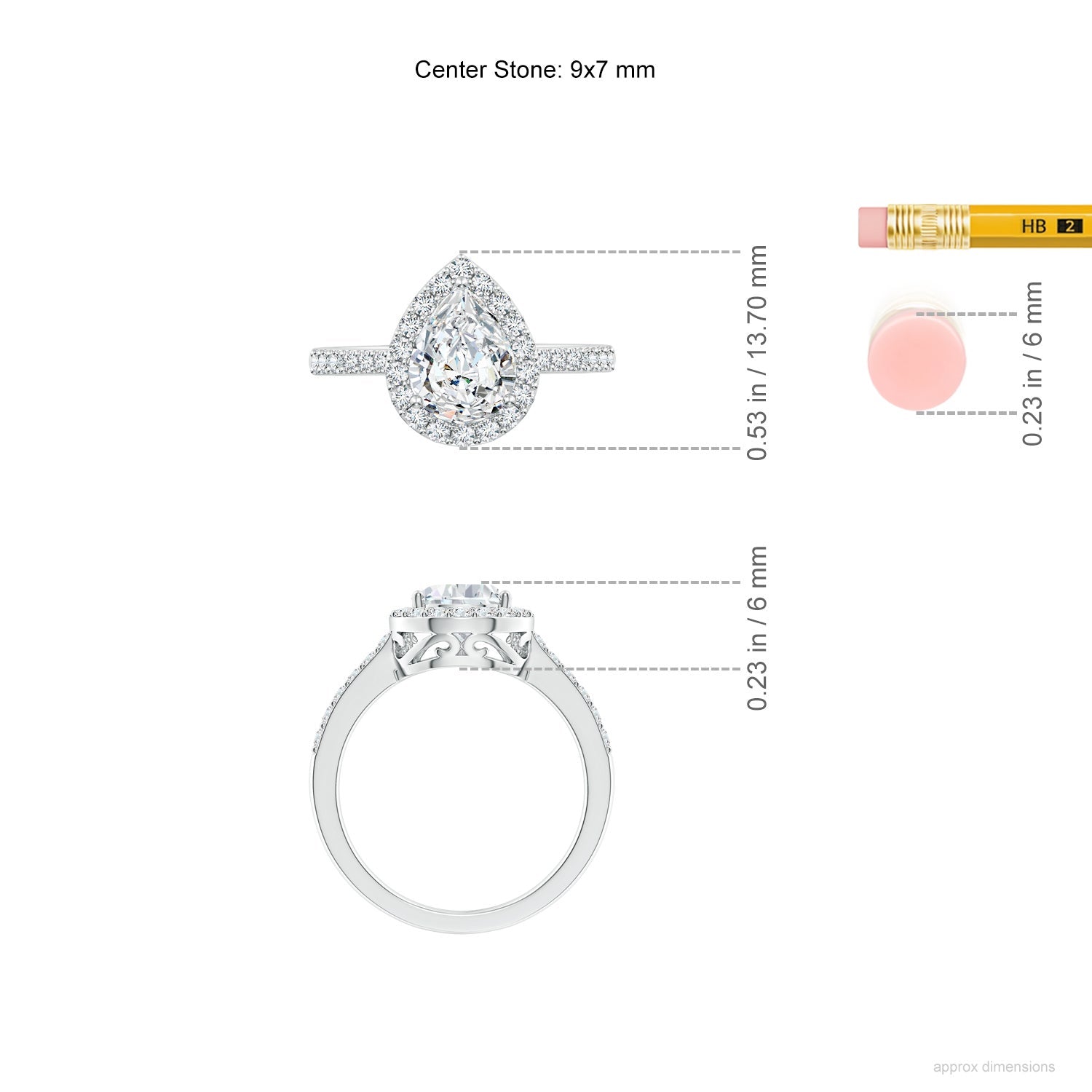Prong-Set Pear Lab-Grown Diamond Ring with Halo