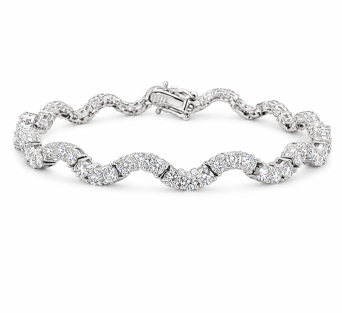 Wave Lab Grown Diamond Tennis Bracelet in 14K White Gold