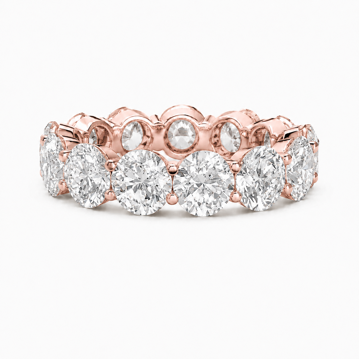 Round Diamond Eternity Band, 14K Gold, Shared Prong - Lab Grown