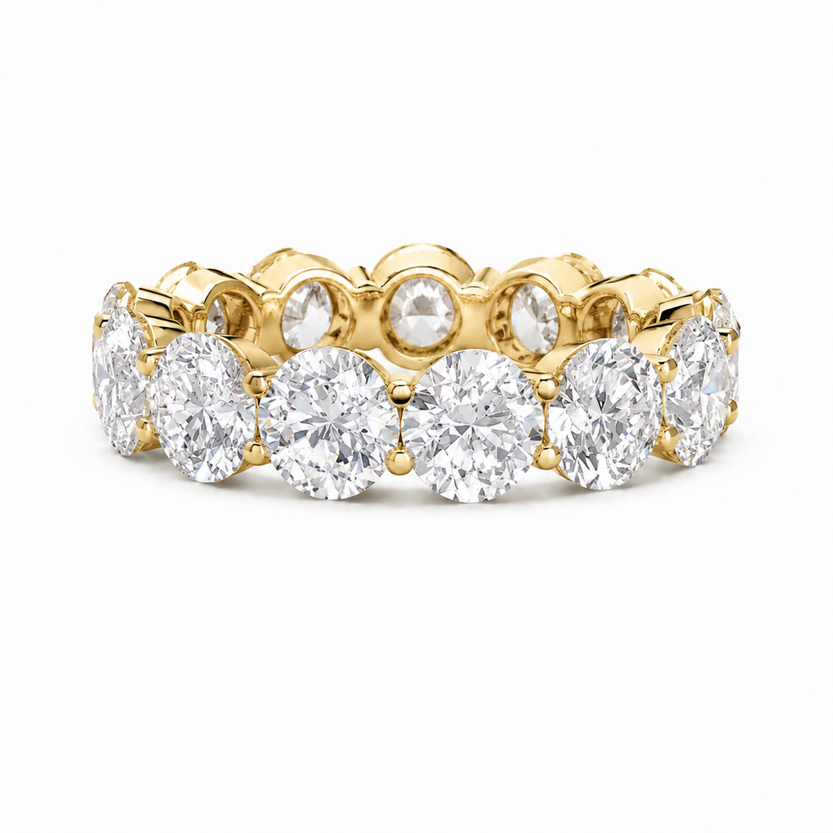 Round Diamond Eternity Band, 14K Gold, Shared Prong - Lab Grown