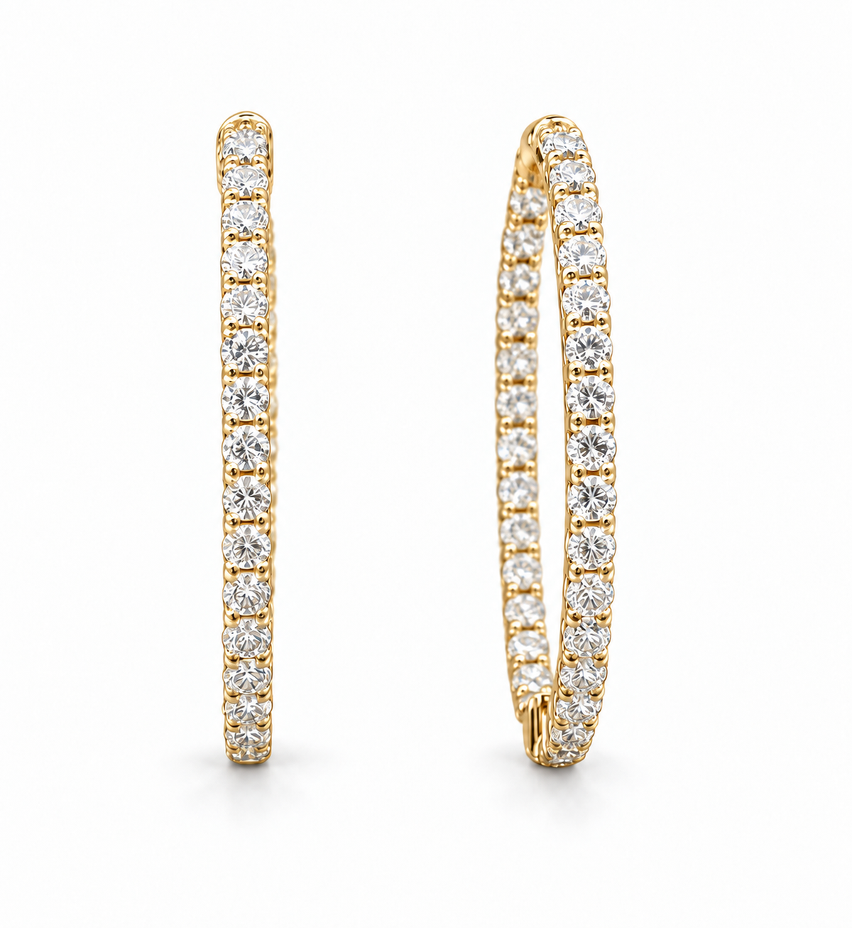 The Selene Round Diamond Inside-Out Hoop Earrings, 2 ct. – 14K Gold