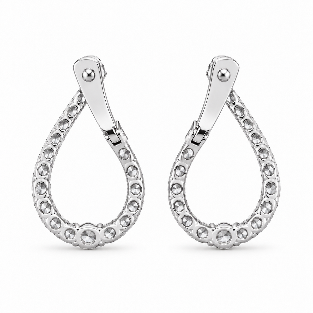 Round Diamond Teardrop Inside-Out Hoop Earrings, 1.2 ct. – 14K Gold