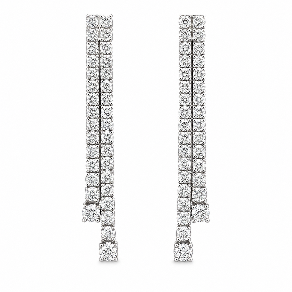 Round Diamond Tennis Drop Earrings, 3.22 ct., 14K Gold