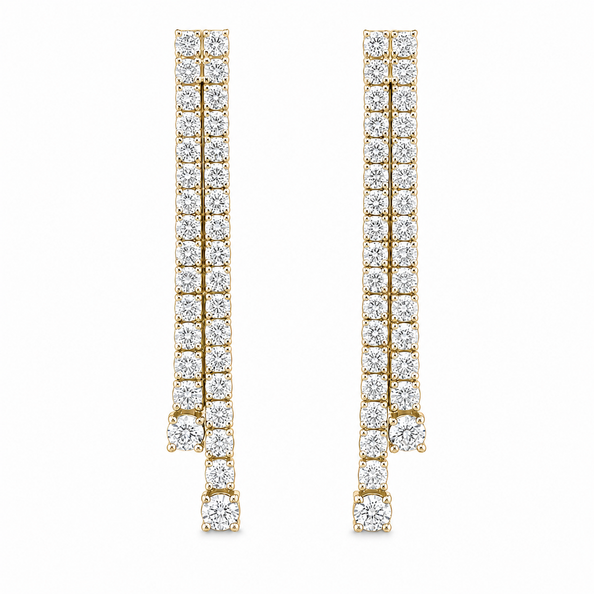 Round Diamond Tennis Drop Earrings, 3.22 ct., 14K Gold