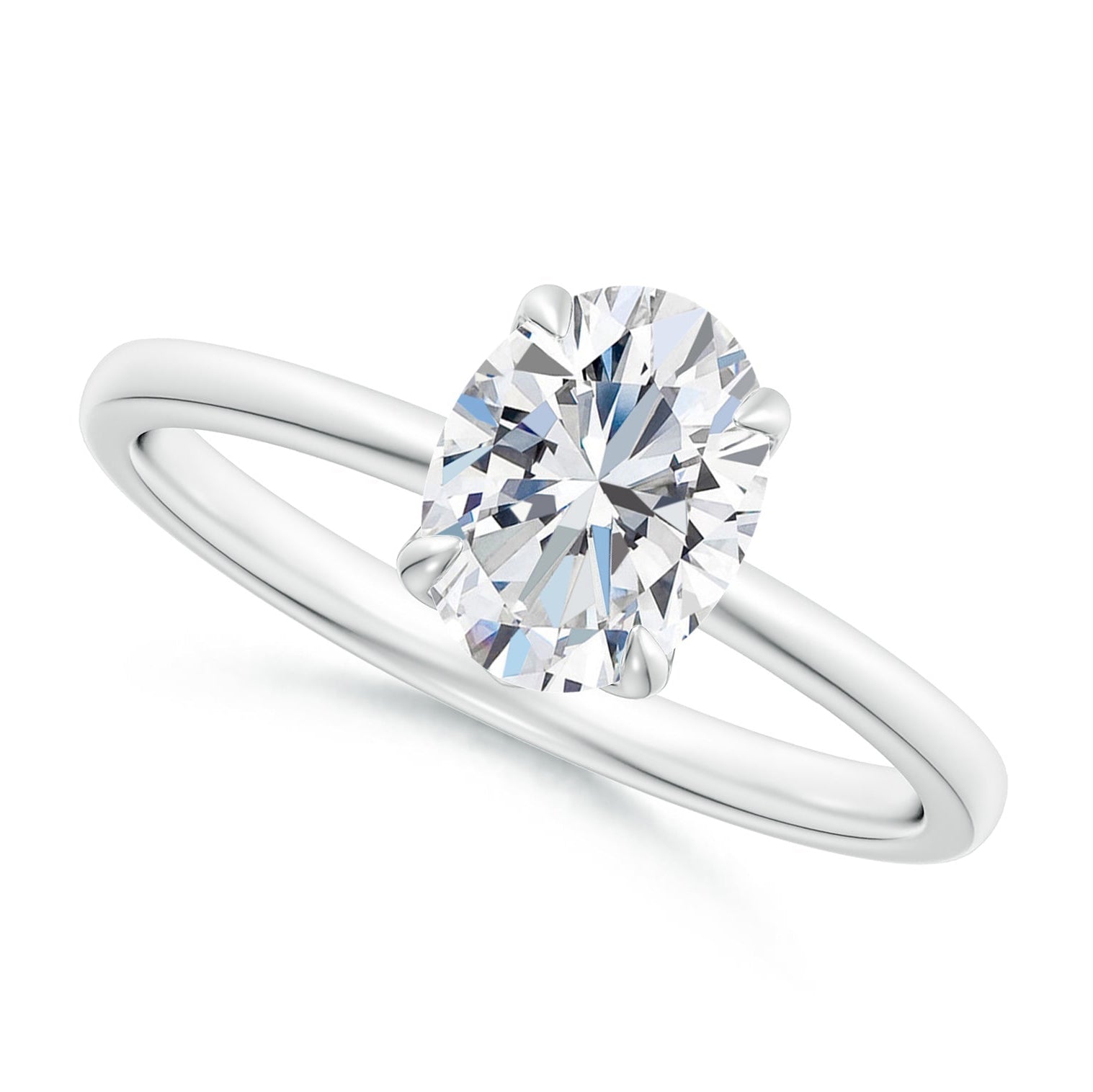 Solitaire Oval Claw-Set Diamond Classic Engagement Ring