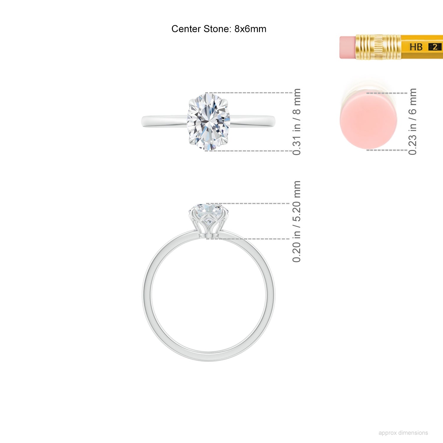 Solitaire Oval Claw-Set Diamond Classic Engagement Ring, Lab-Grown