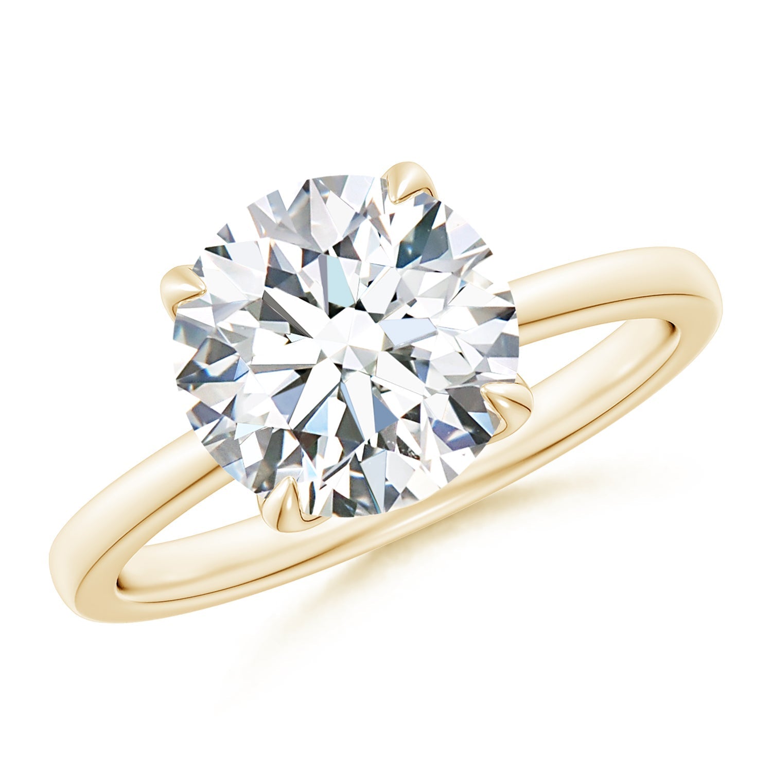 Solitaire Round Claw-Set Diamond Classic Engagement Ring, Lab-Grown