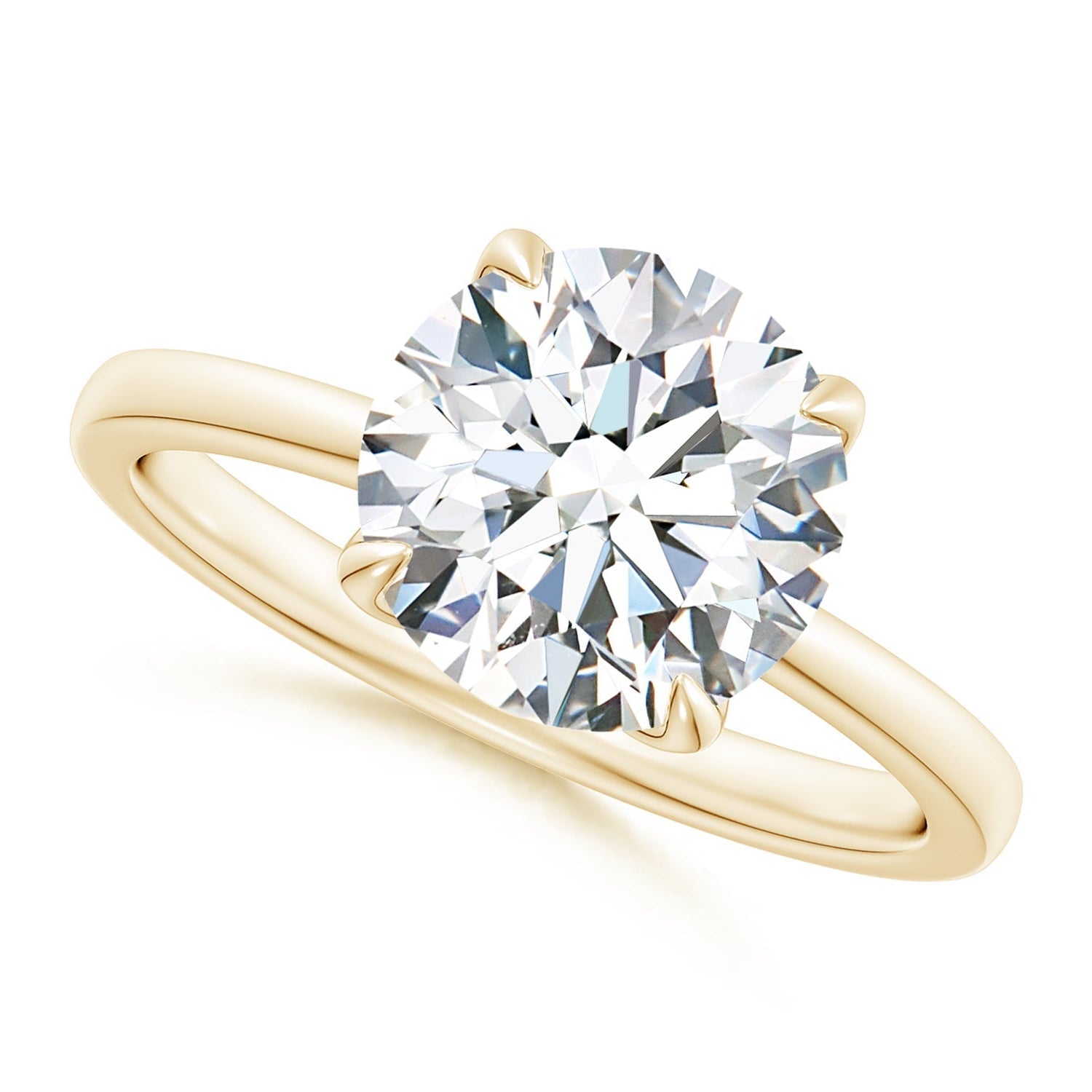 Round Solitaire Claw-Set Diamond Classic Engagement Ring