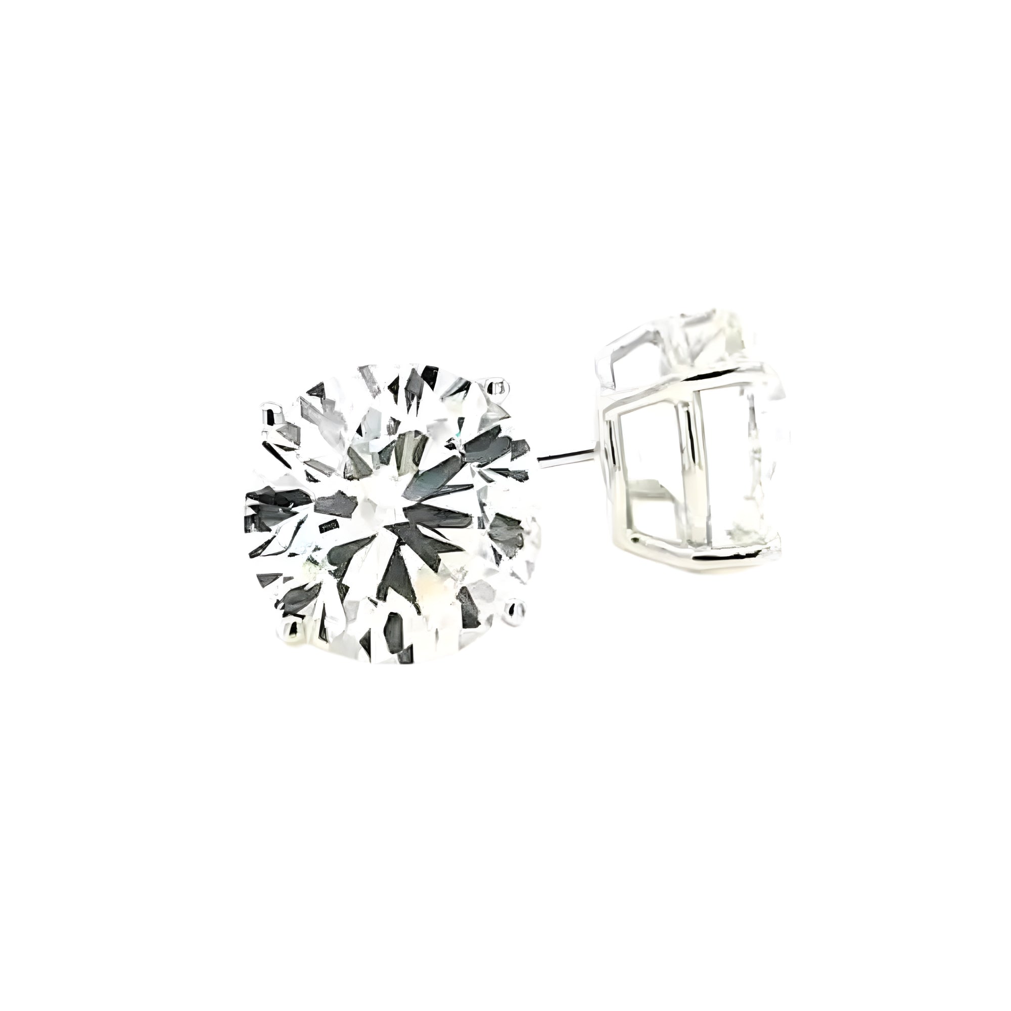 Basket Stud Round Diamond Earrings, 6.01 ct., 14K Yellow Gold, Lab Grown