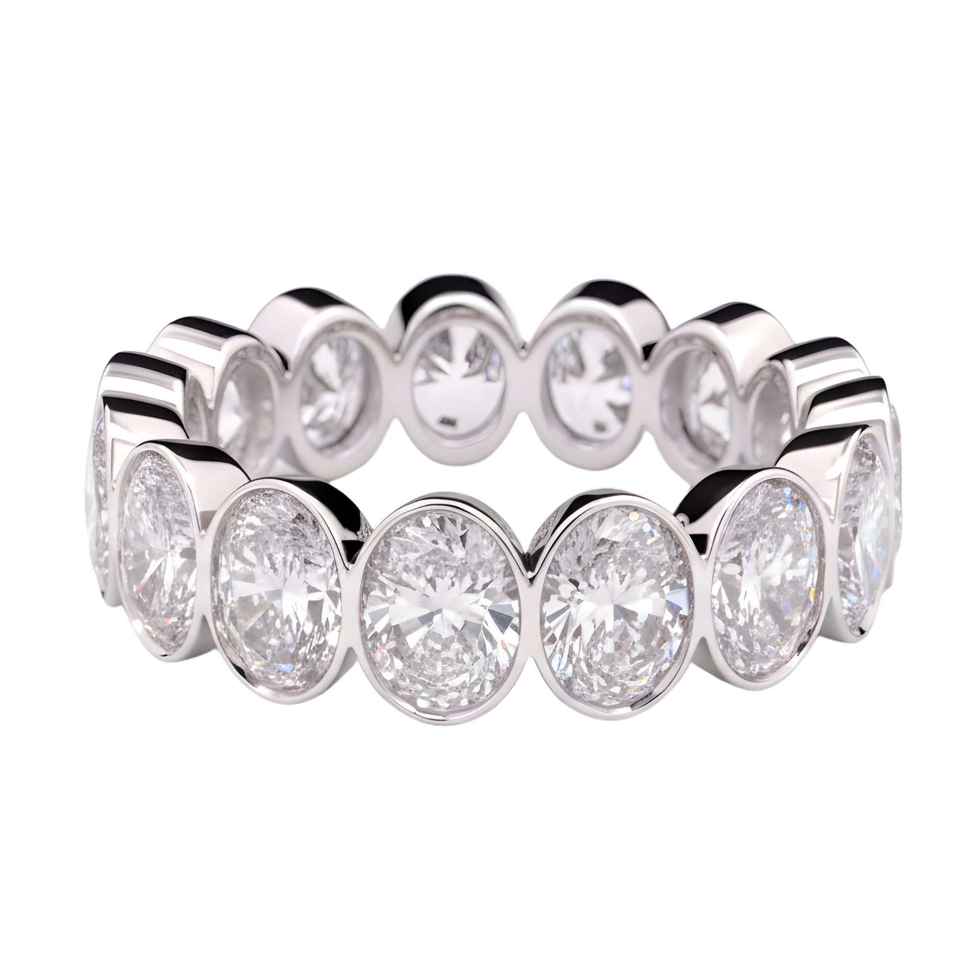 Oval Diamond Eternity Band, 5.75 ct., 14K White Gold, Lab Grown