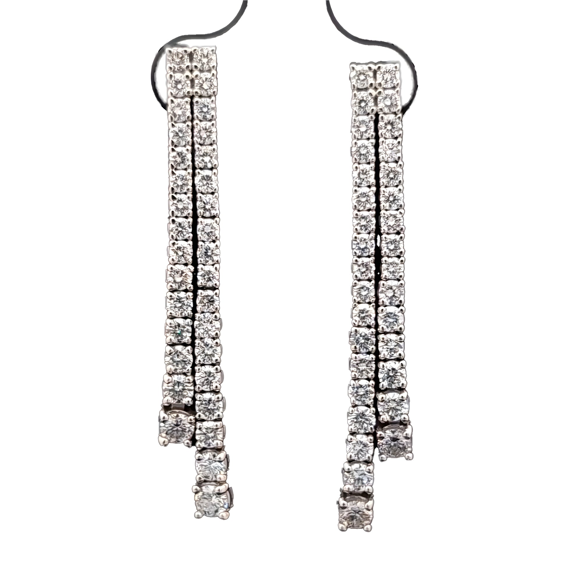 Round Diamond Tennis Earrings, 3.22 ct., 14K White Gold