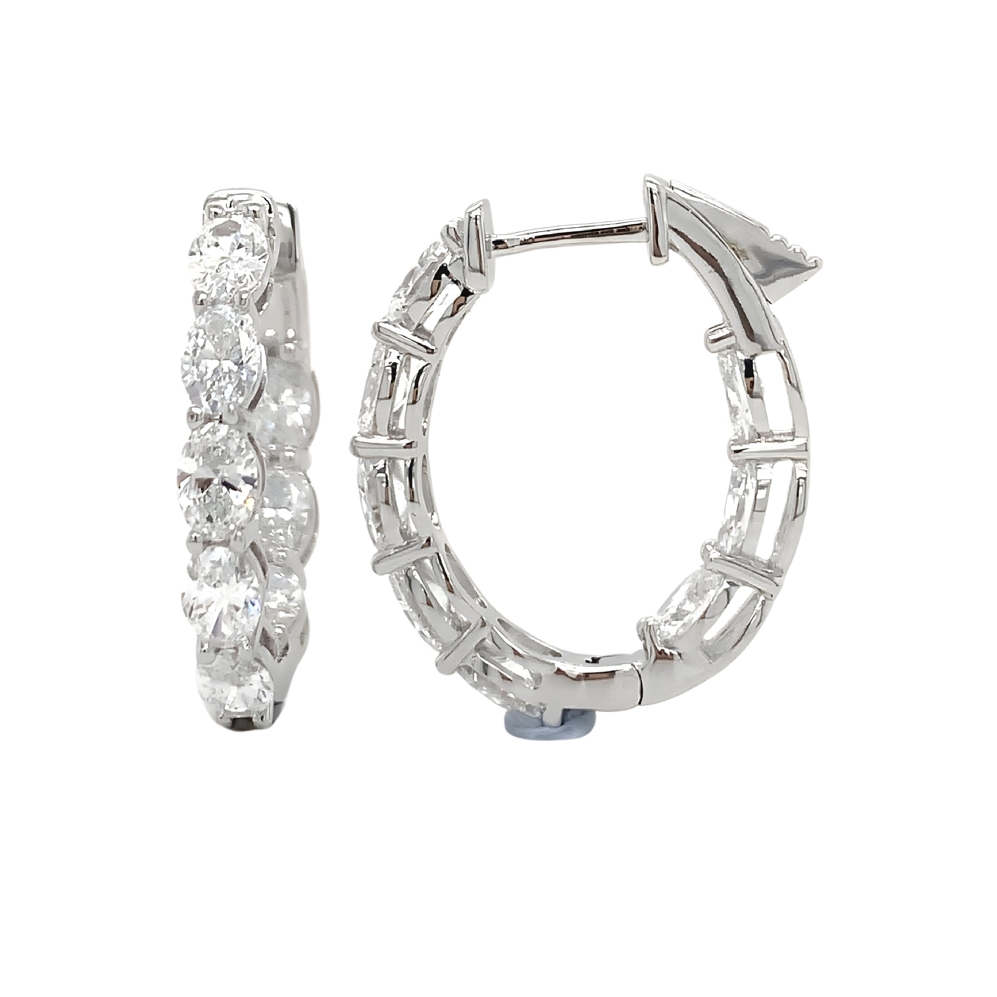 Oval Diamond Hoop Earrings, 3.36 ct., 14K White Gold, Lab Grown