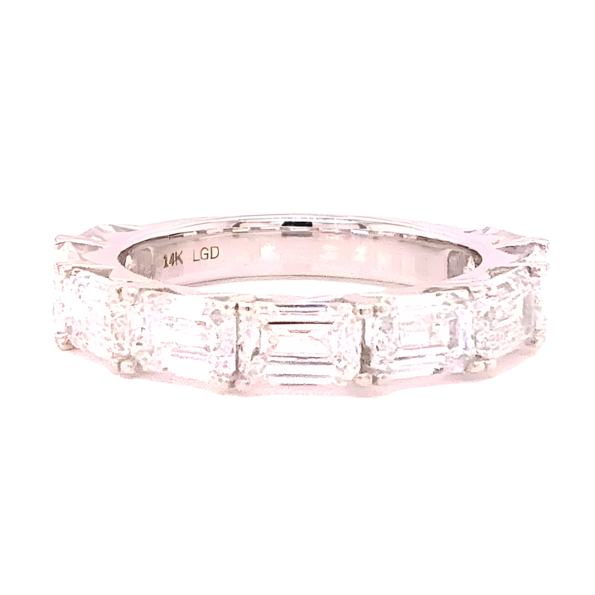 Emerald-Cut Diamond Half Eternity Ring, 4.40 ct., 14K White Gold, Lab Grown