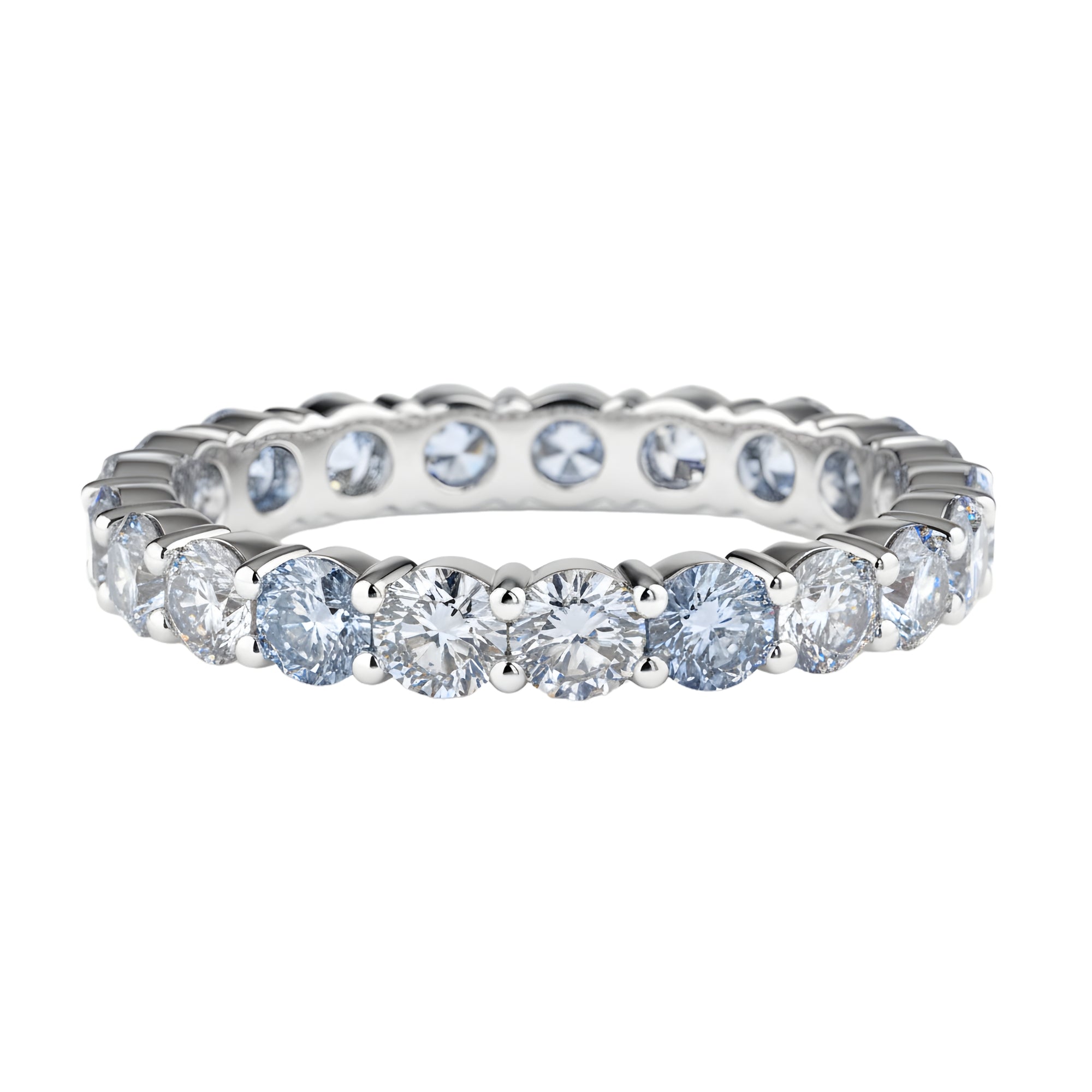 Blue Round Diamond Eternity Band, 2.12 ct., 14K White Gold, Lab Grown
