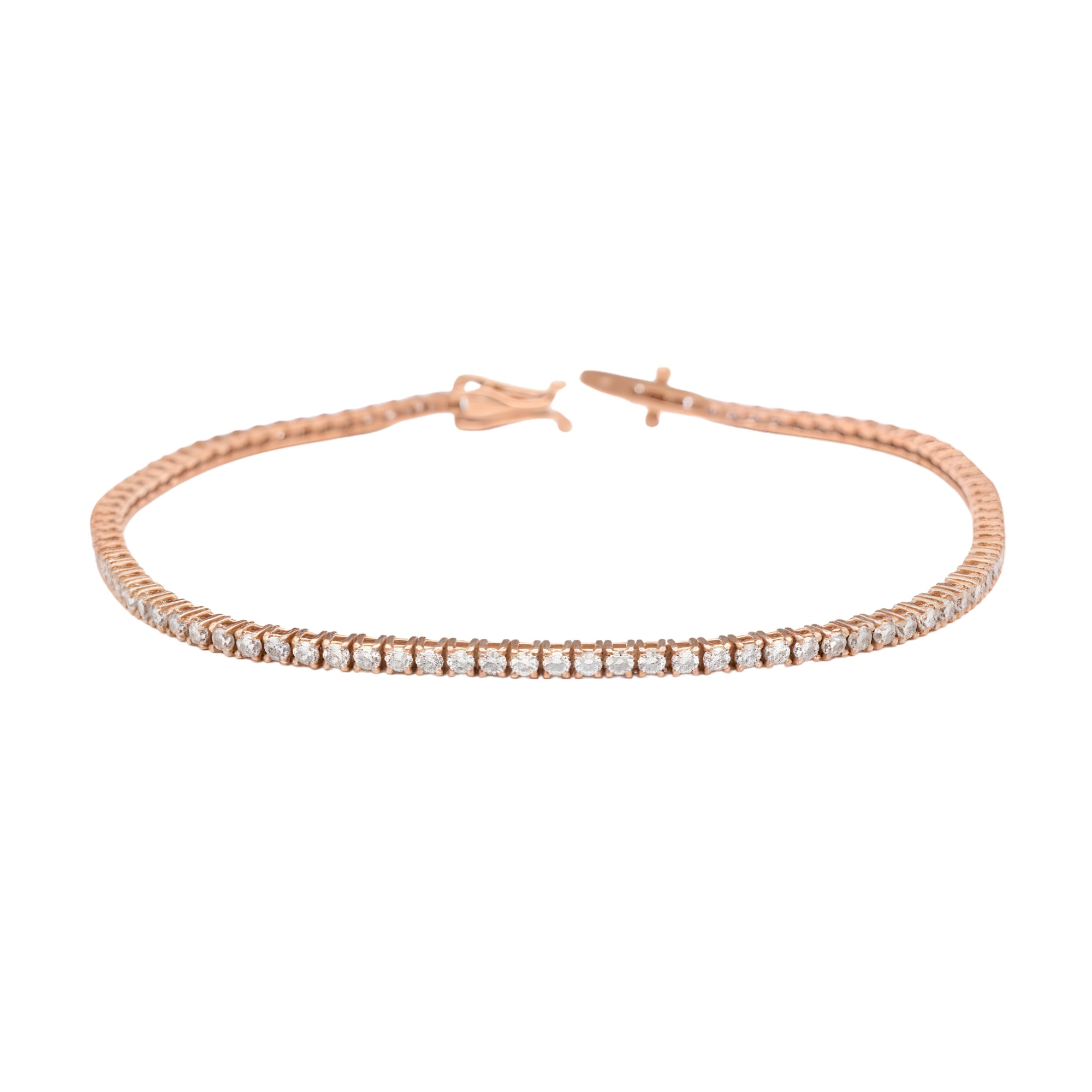 Round Diamond Tennis Bracelet, 1.71 ct., 14K Rose Gold, Lab Grown