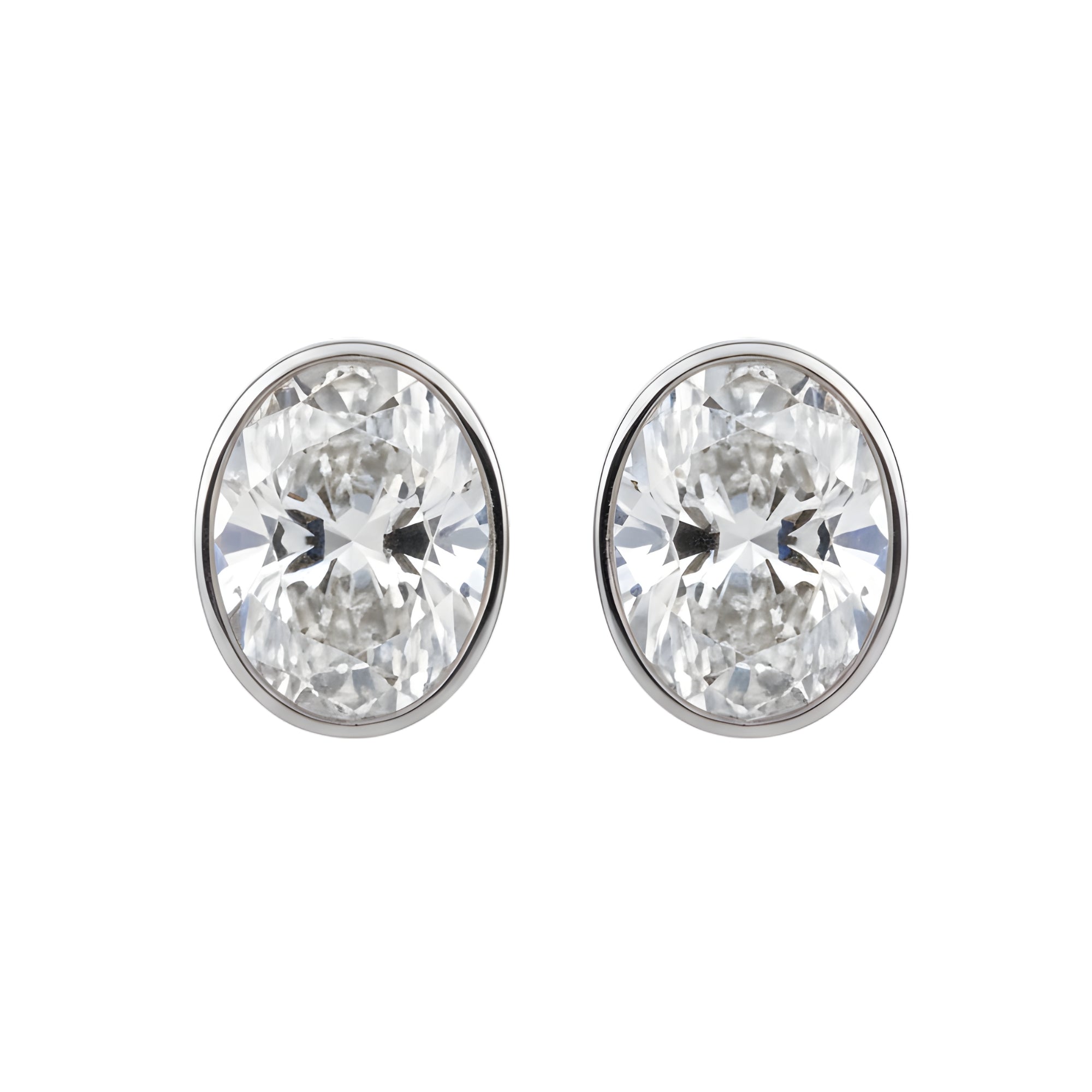 Oval Diamond Stud Earrings, 2.07 ct., 14K White Gold, Lab Grown