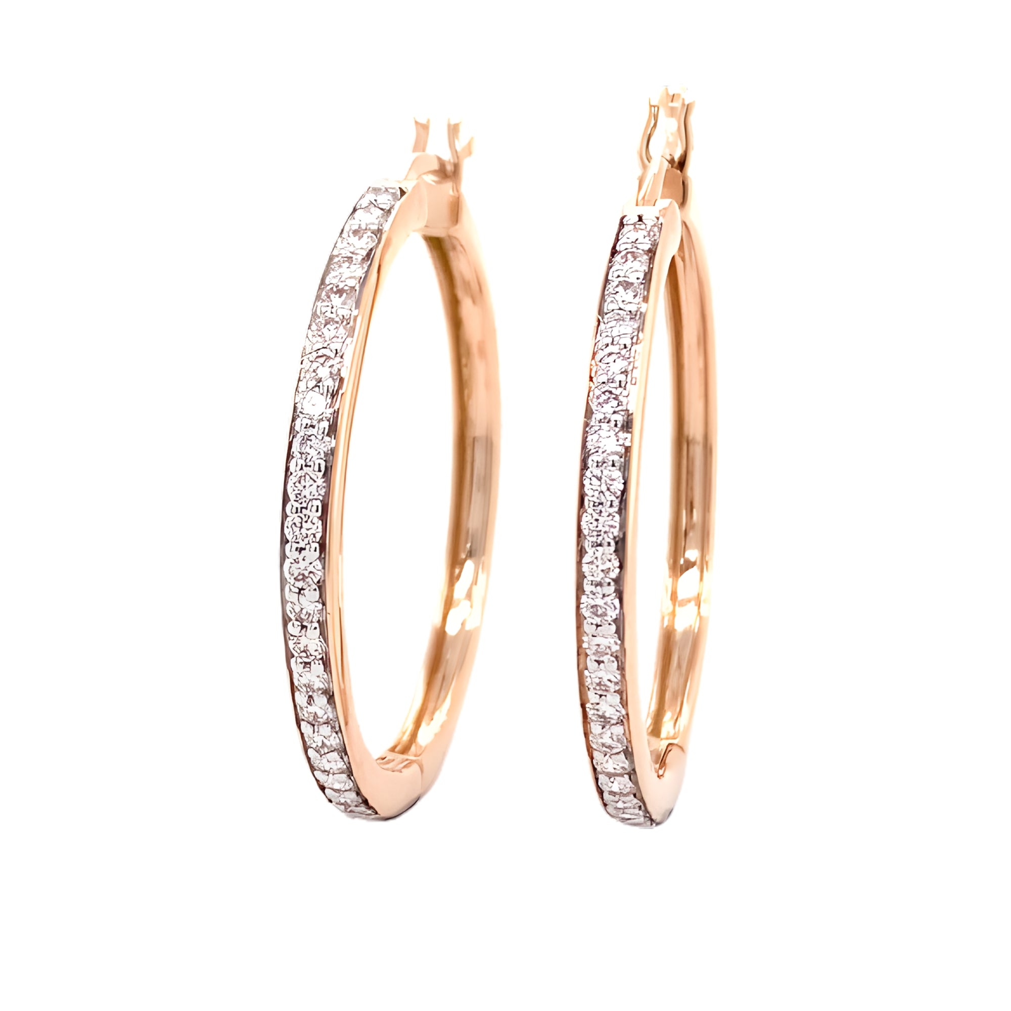Round Diamond Hoop Earrings, 0.43 ct., 14K Rose Gold