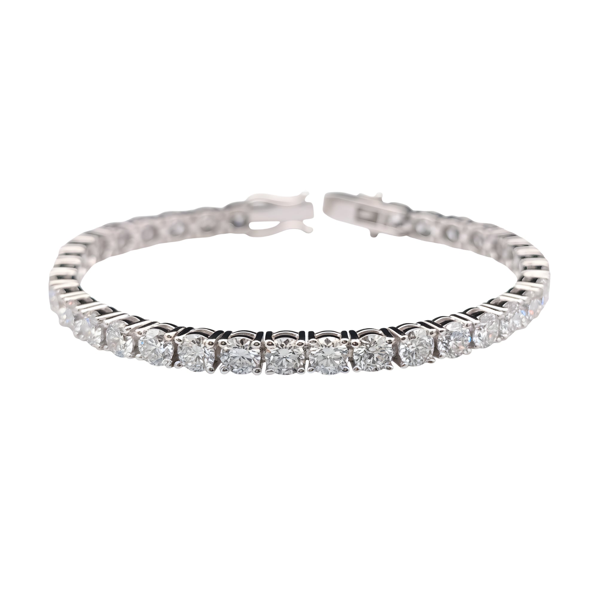 Round Diamond Tennis Bracelet, 14.49 ct., 14K White Gold, Lab Grown