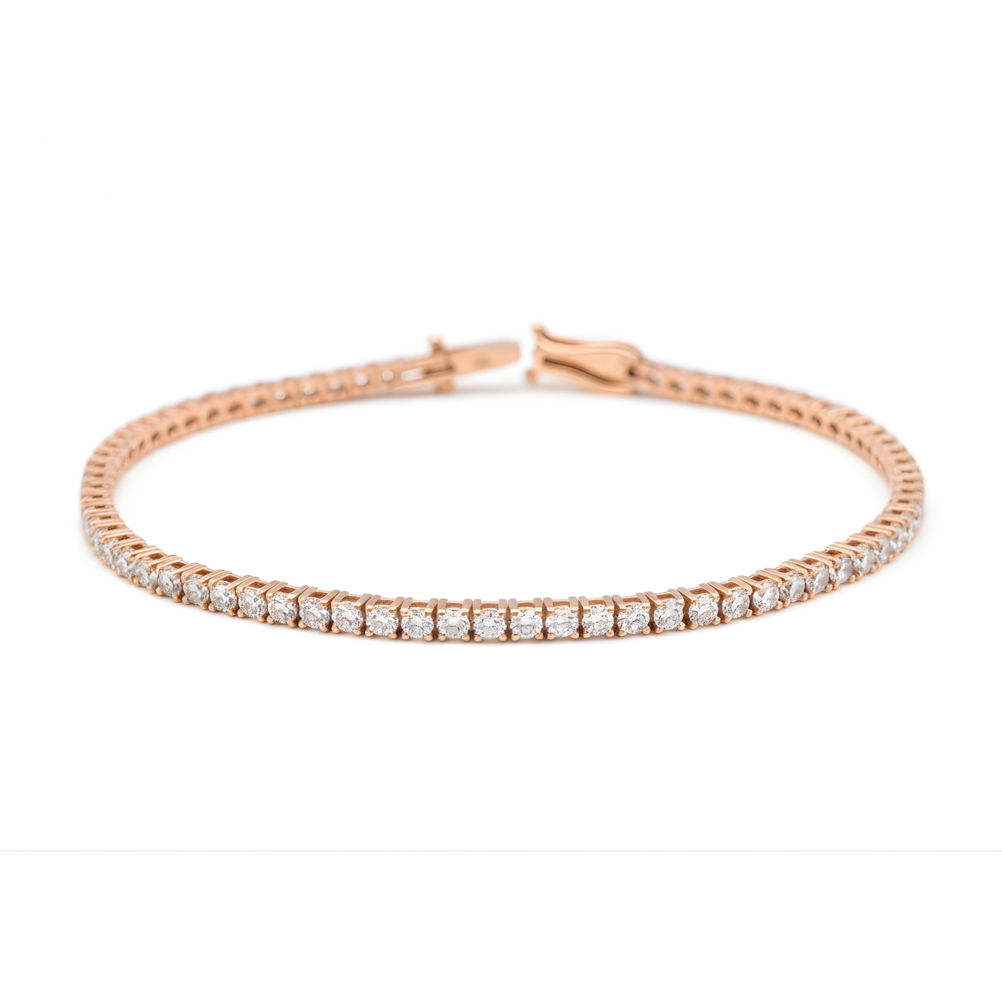 Round Diamond Tennis Bracelet, 2.92 ct., 14K Rose Gold, Lab Grown