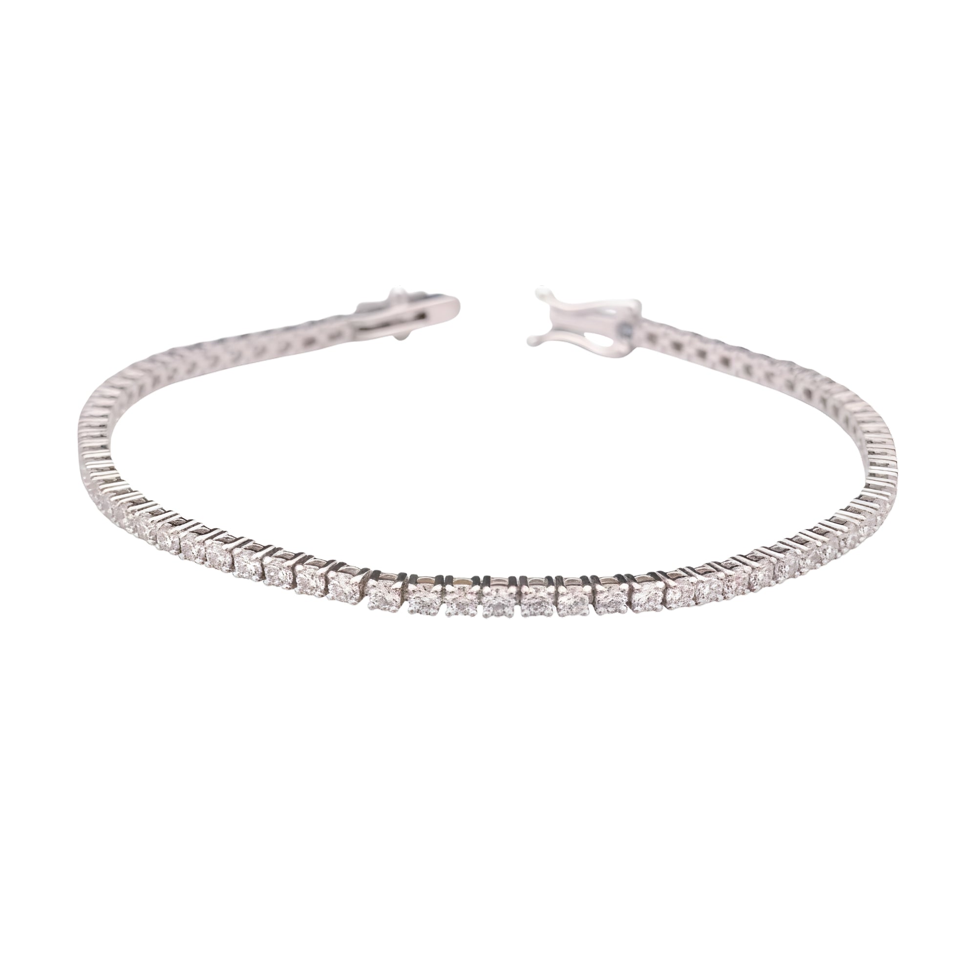 Round Diamond Tennis Bracelet, 3.18 ct., 14K White Gold, Lab Grown