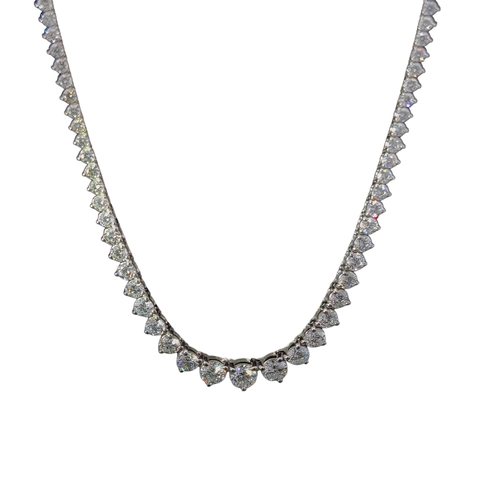 Round Diamond Riviera Necklace, 9.76 ct., 14K White Gold
