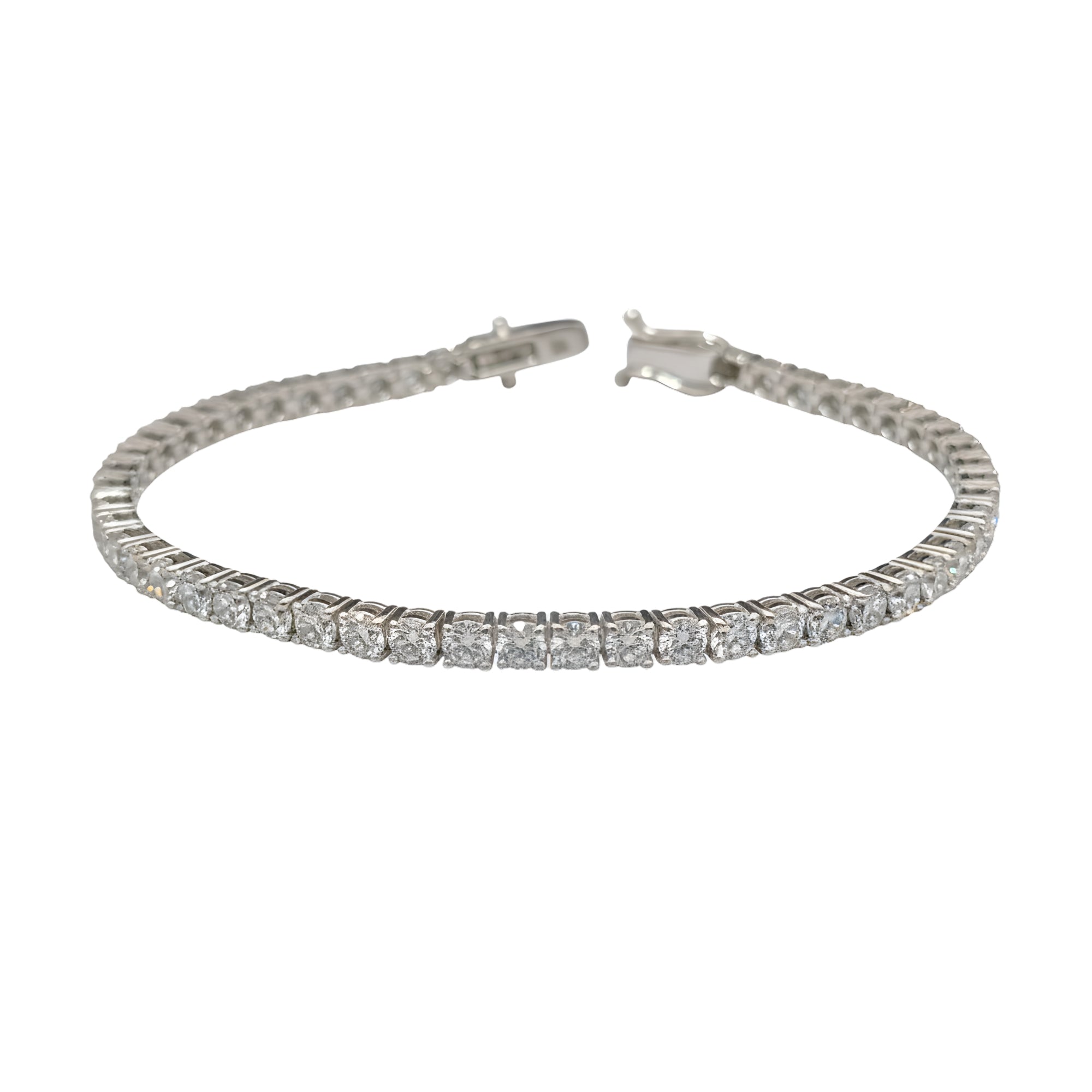 Round Diamond Tennis Bracelet, 7.26 ct., 14K White Gold, Lab Grown
