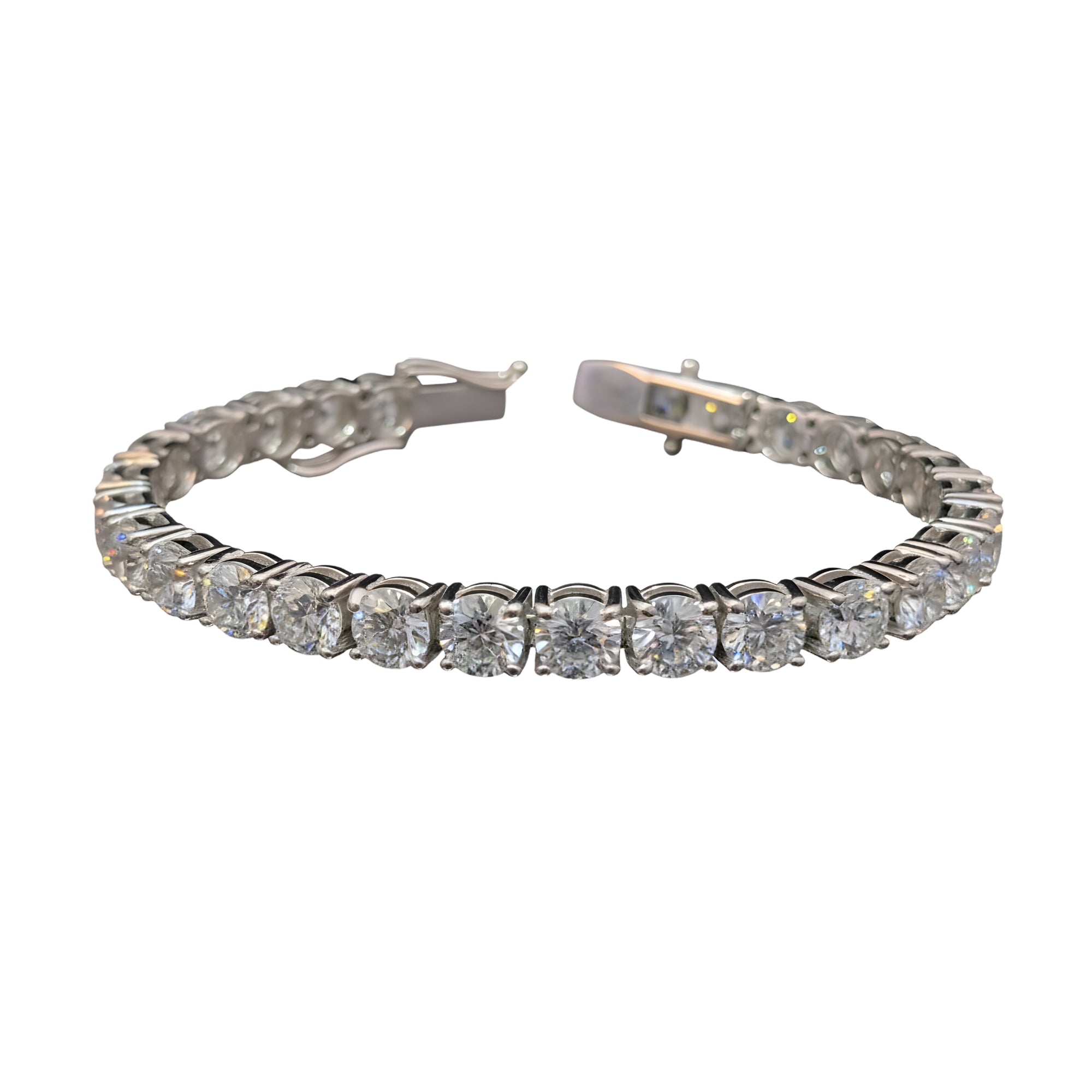 Round Diamond Tennis Bracelet, 21.56 ct., 14K White Gold, Lab Grown