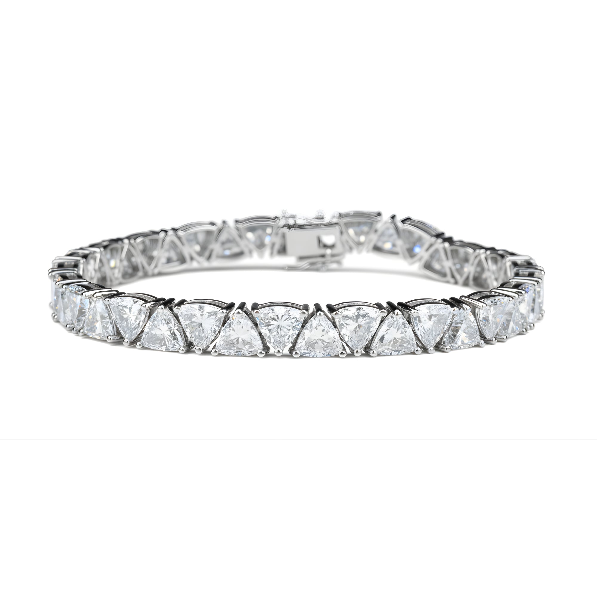 Trillion Diamond Tennis Bracelet, 16.1 ct., 14K White Gold, Lab Grown