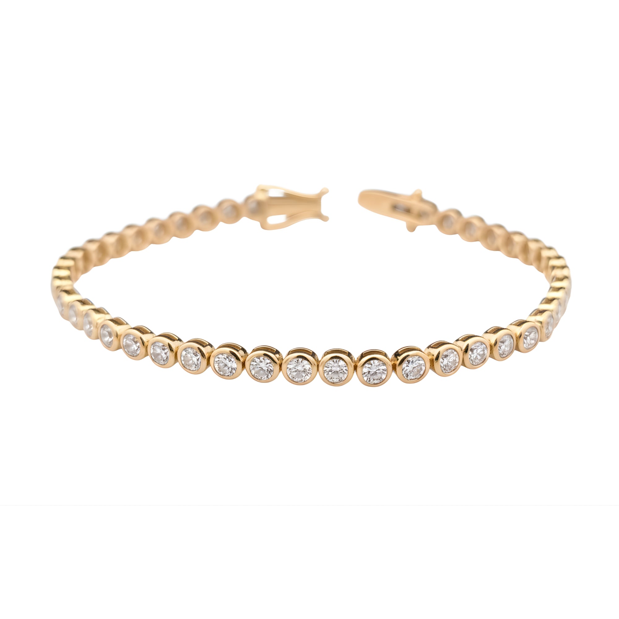 Round Diamond Tennis Bracelet, 3.63 ct., 14K Yellow Gold, Lab Grown
