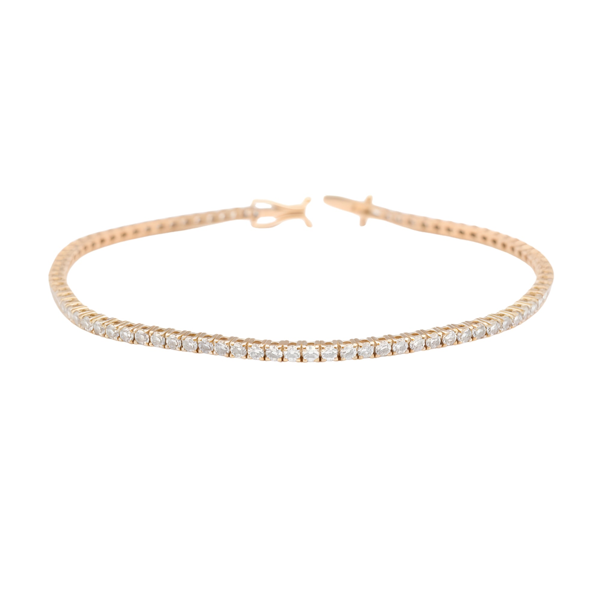 Round Diamond Tennis Bracelet, 2.50 ct., 14K Yellow Gold, Lab Grown