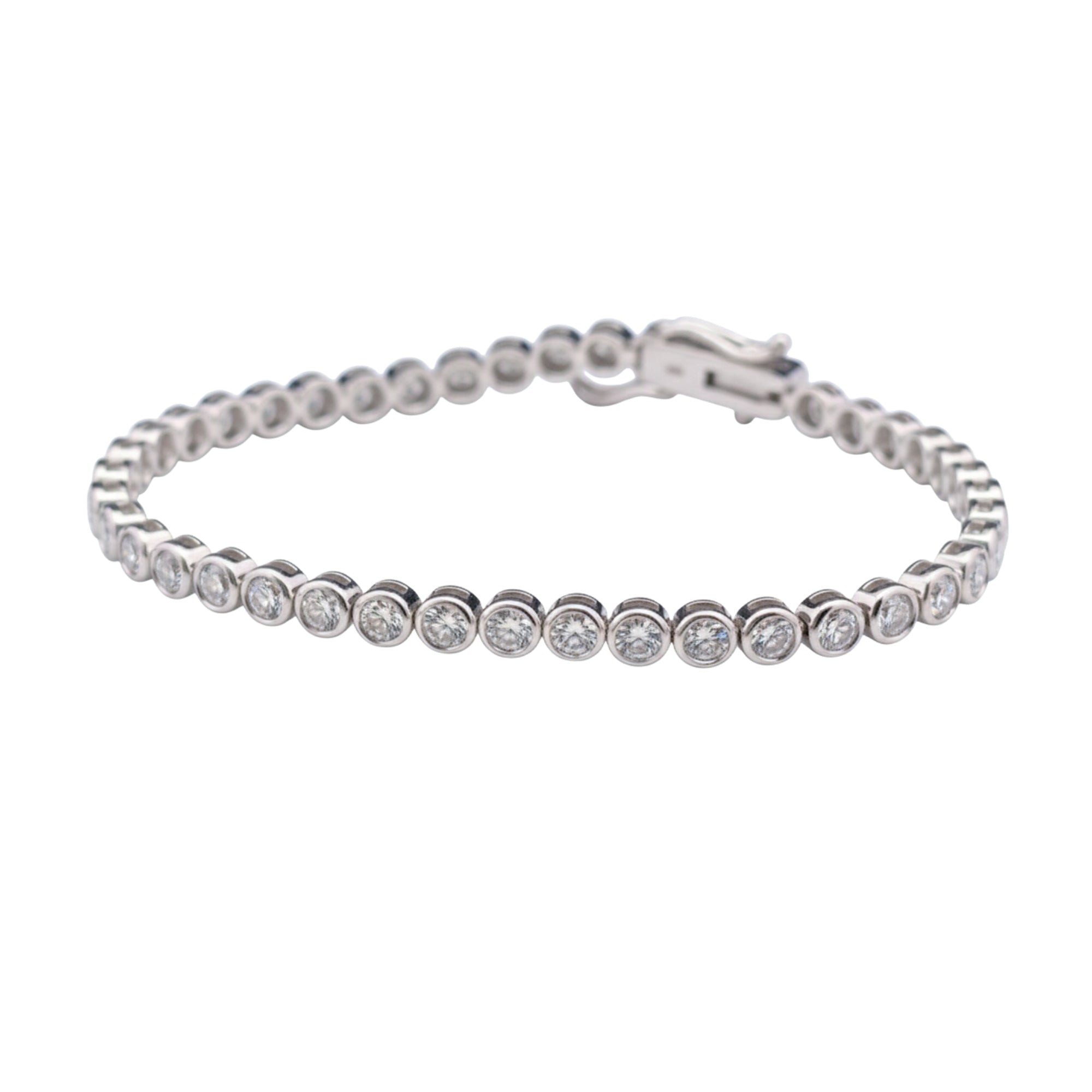 Round Diamond Tennis Bracelet, 4.13 ct., 14K White Gold, Lab Grown