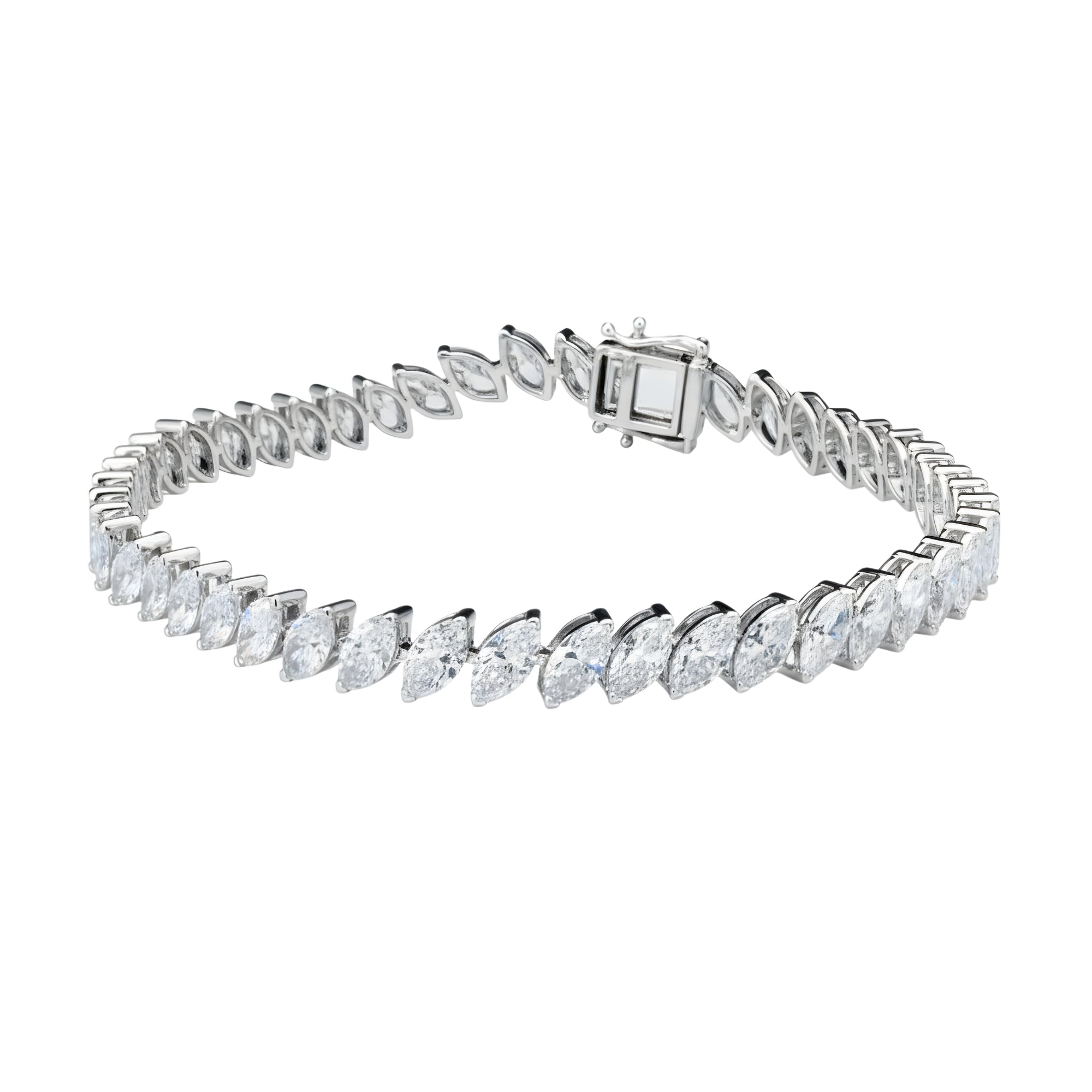 Marquise Diamond Tennis Bracelet, 9.42 ct., 14K White Gold, Lab Grown