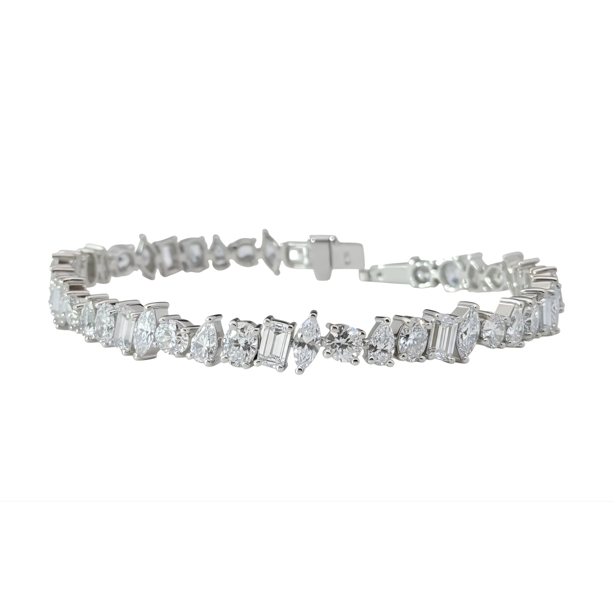 Multi-Shape Diamond Tennis Bracelet, 11.58 ct., 14K White Gold, Lab Grown