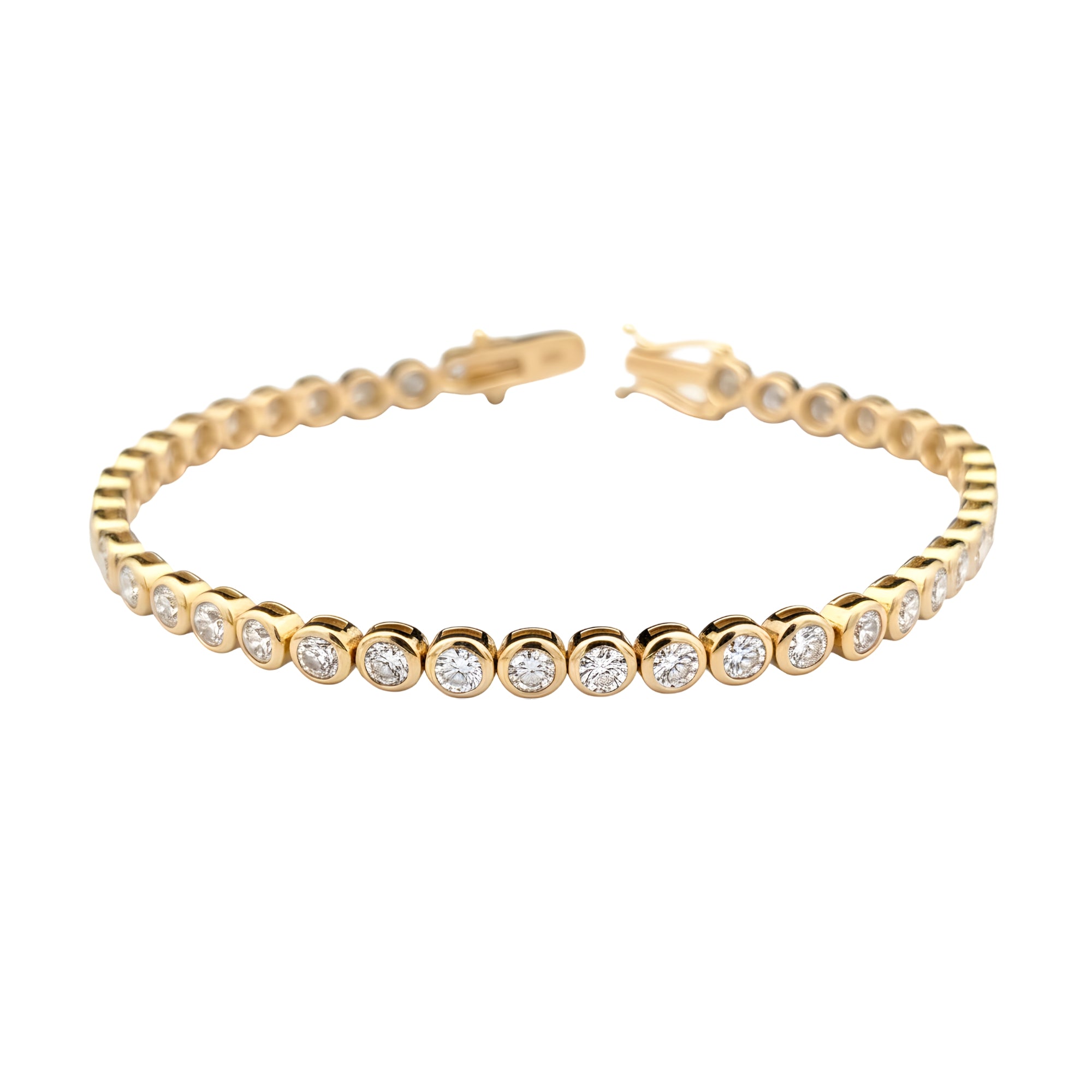 Round Diamond Tennis Bracelet, 4.13 ct., 14K Yellow Gold, Lab Grown