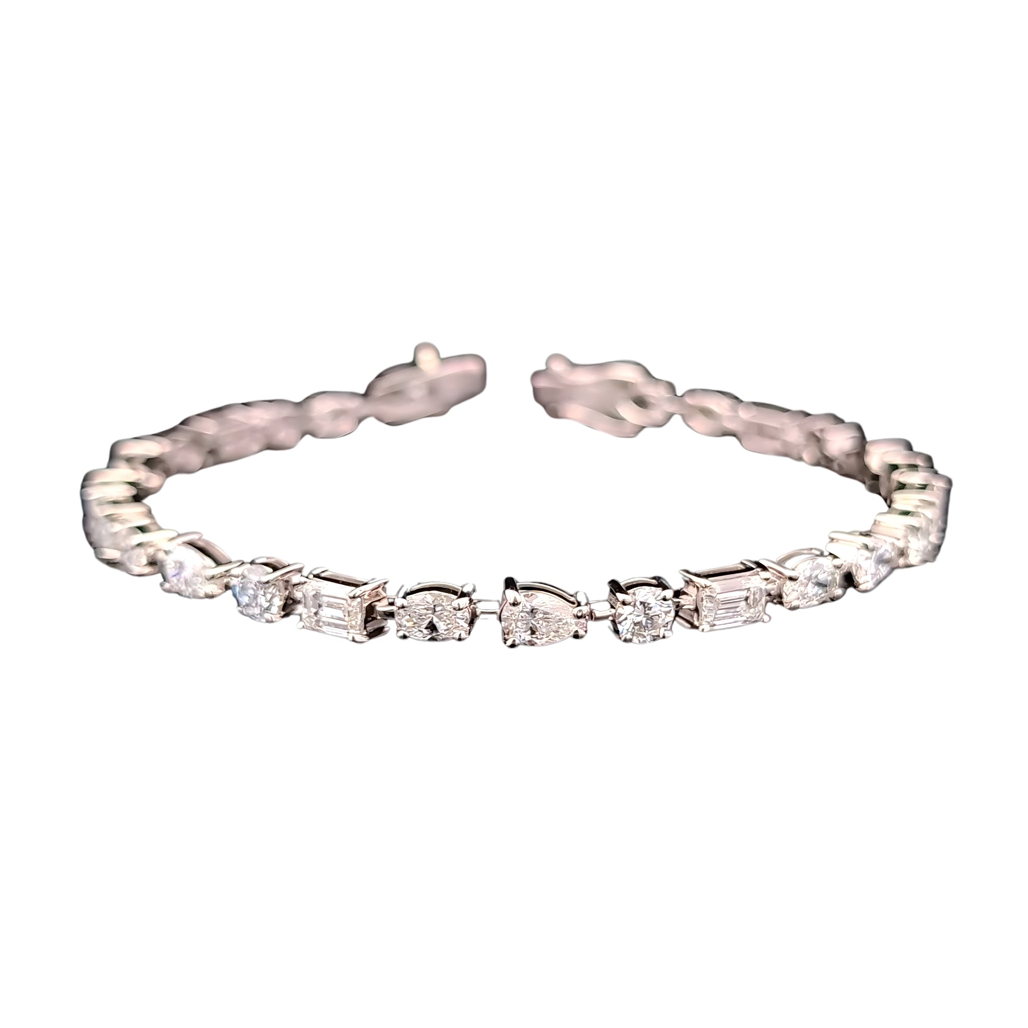 Multi-Shape Diamond Bracelet, 7.97 ct., 14K White Gold, Lab Grown